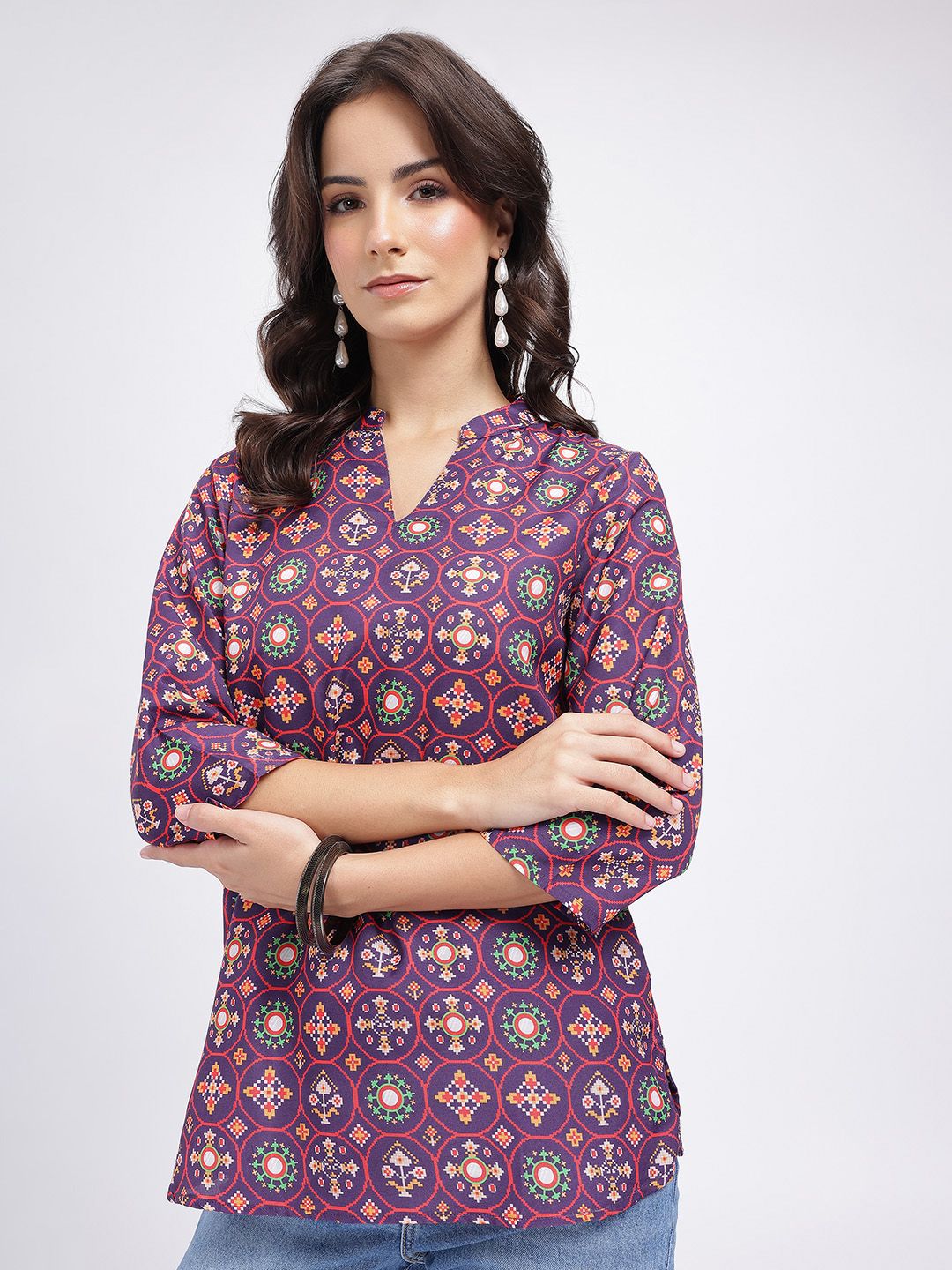 Anouk Rustic Ethnic Motifs Printed Mandarin Collar Straight Kurti-picture-37