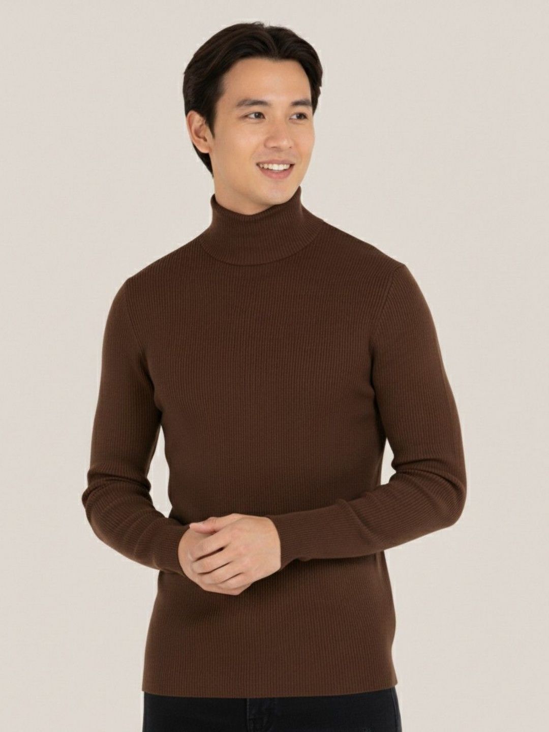 CLAFOUTIS Striped Self Design Turtle Neck Slim Fit T-shirt-picture-21