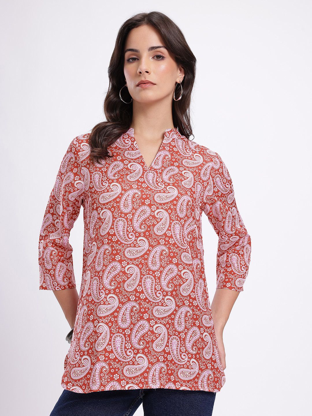 Anouk Rustic Ethnic Motif Printed Mandarin Collar Straight Kurti-picture-32