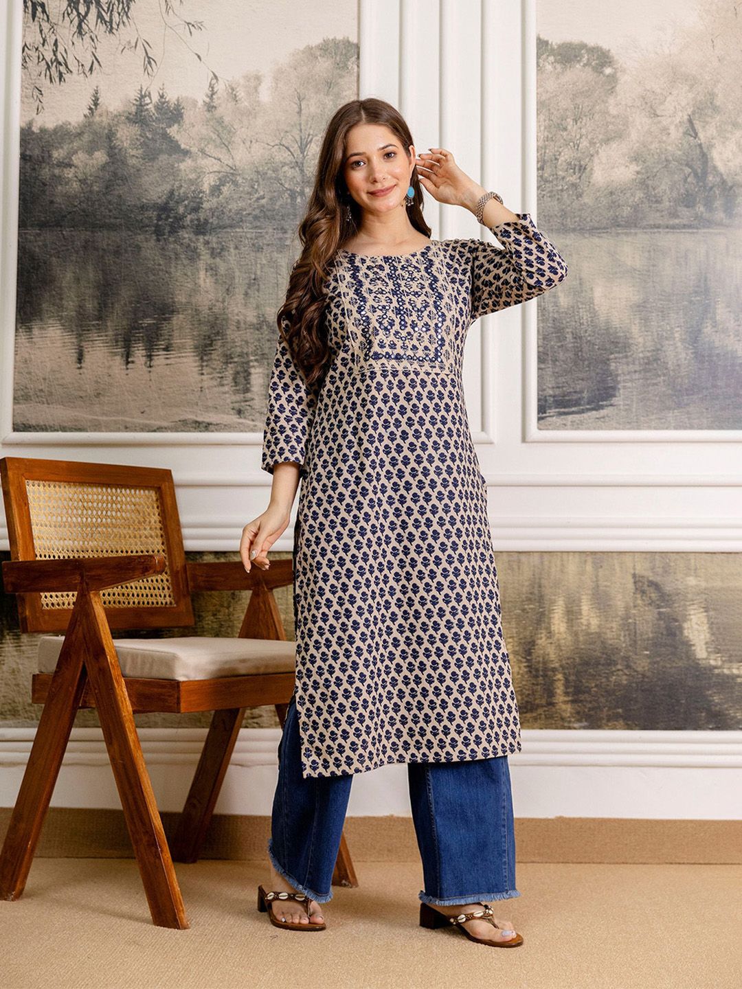 Pjyot by surhi Women Floral Printed Screen Print Daily Pure Cotton Straight Kurta-picture-20