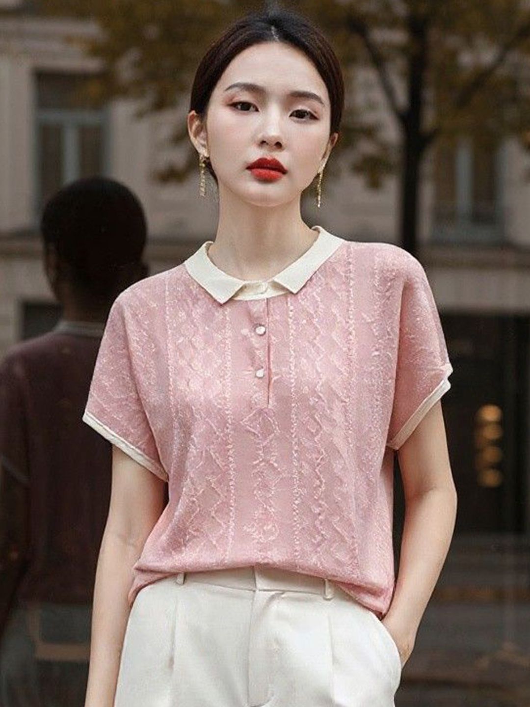 Mast & Harbour Women Self Design Polo Collar T-shirt-picture-13