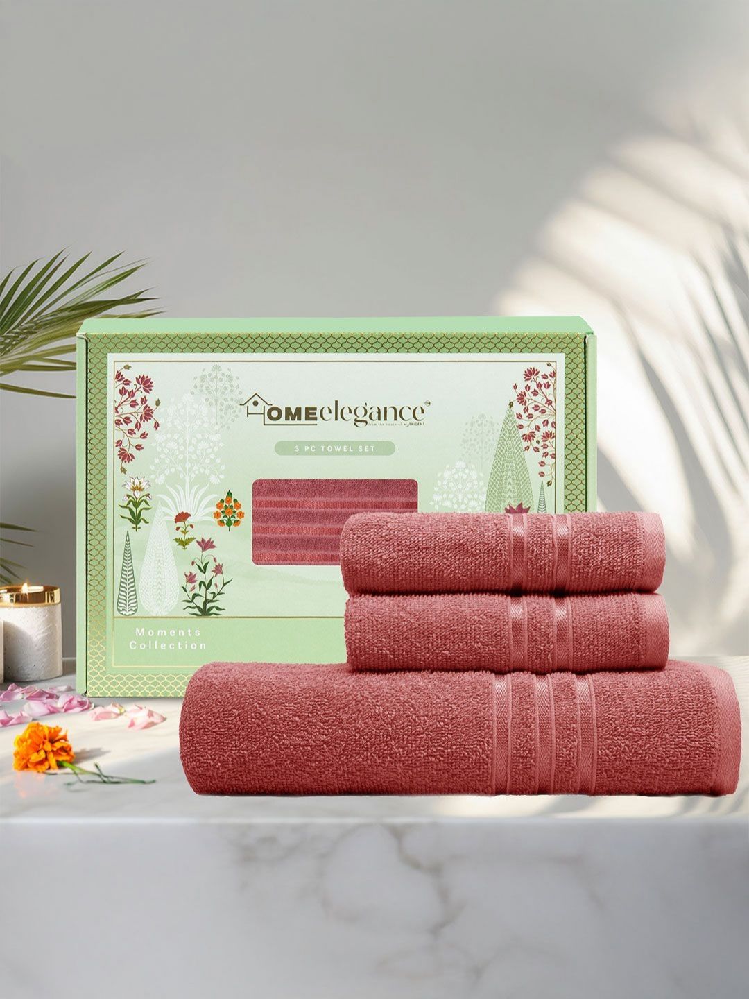 home elegance by mytrident HOME ELEGANCE Red 3 Pieces Cotton 400 GSM Towel Set-picture-23