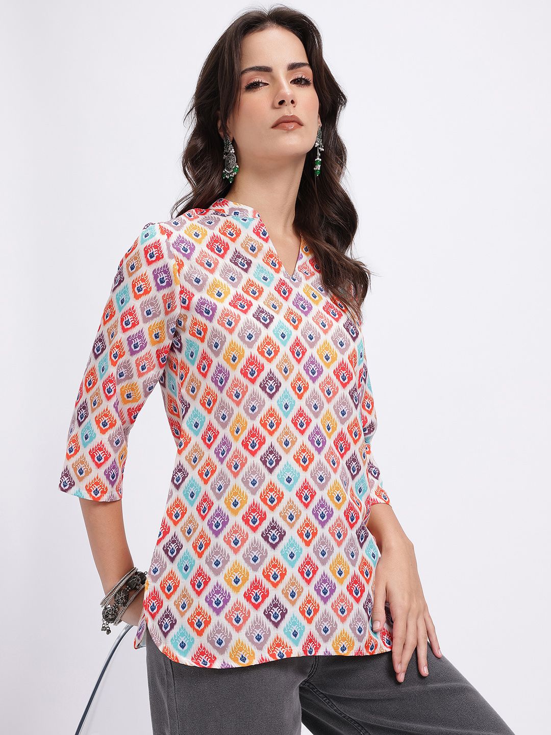 Anouk Rustic Ethnic Motifs Printed Mandarin Collar Straight Kurti-picture-28