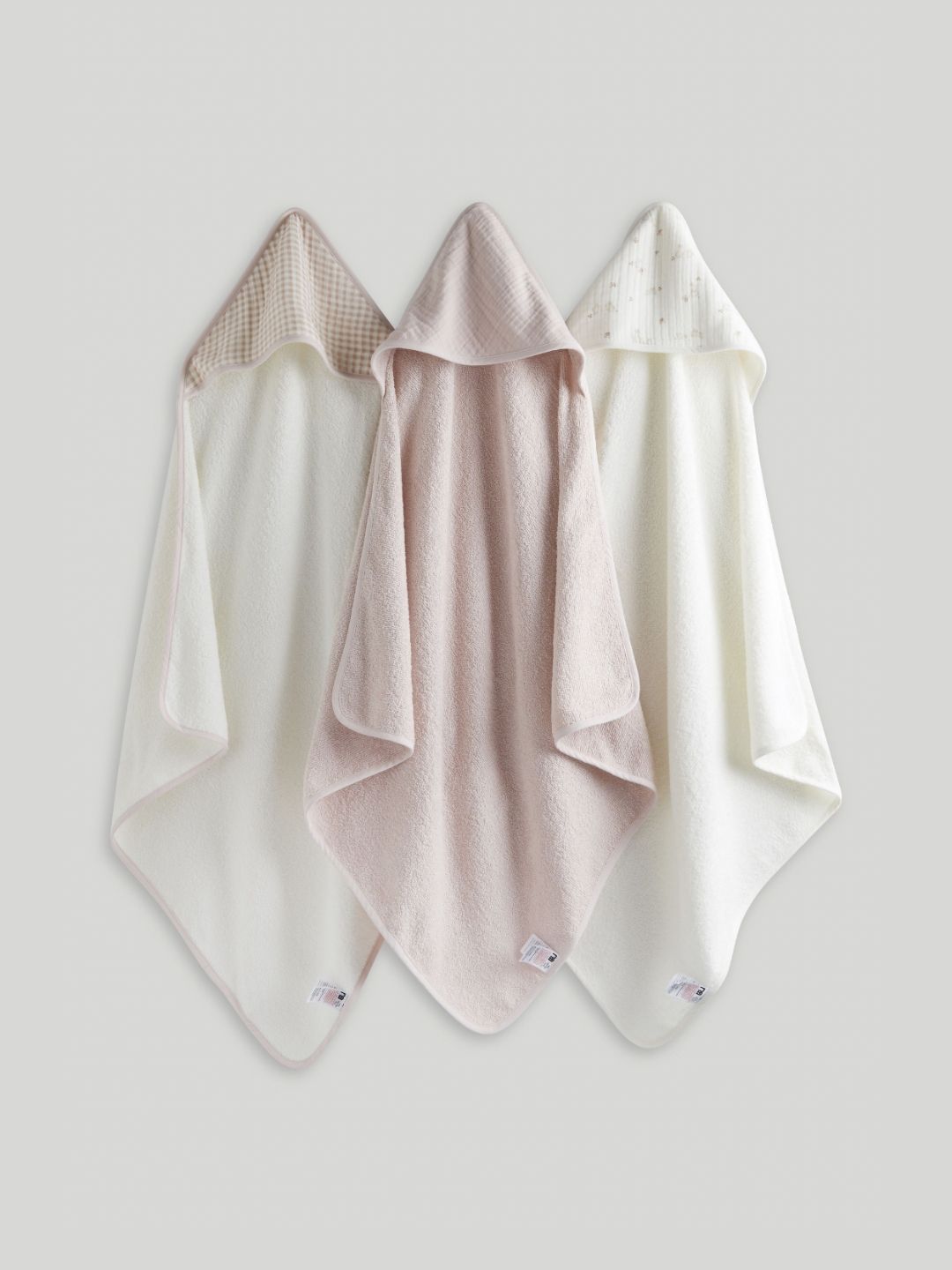 mothercare Pink & White 3 Pieces Cotton 210 GSM Bath Towels-picture-48