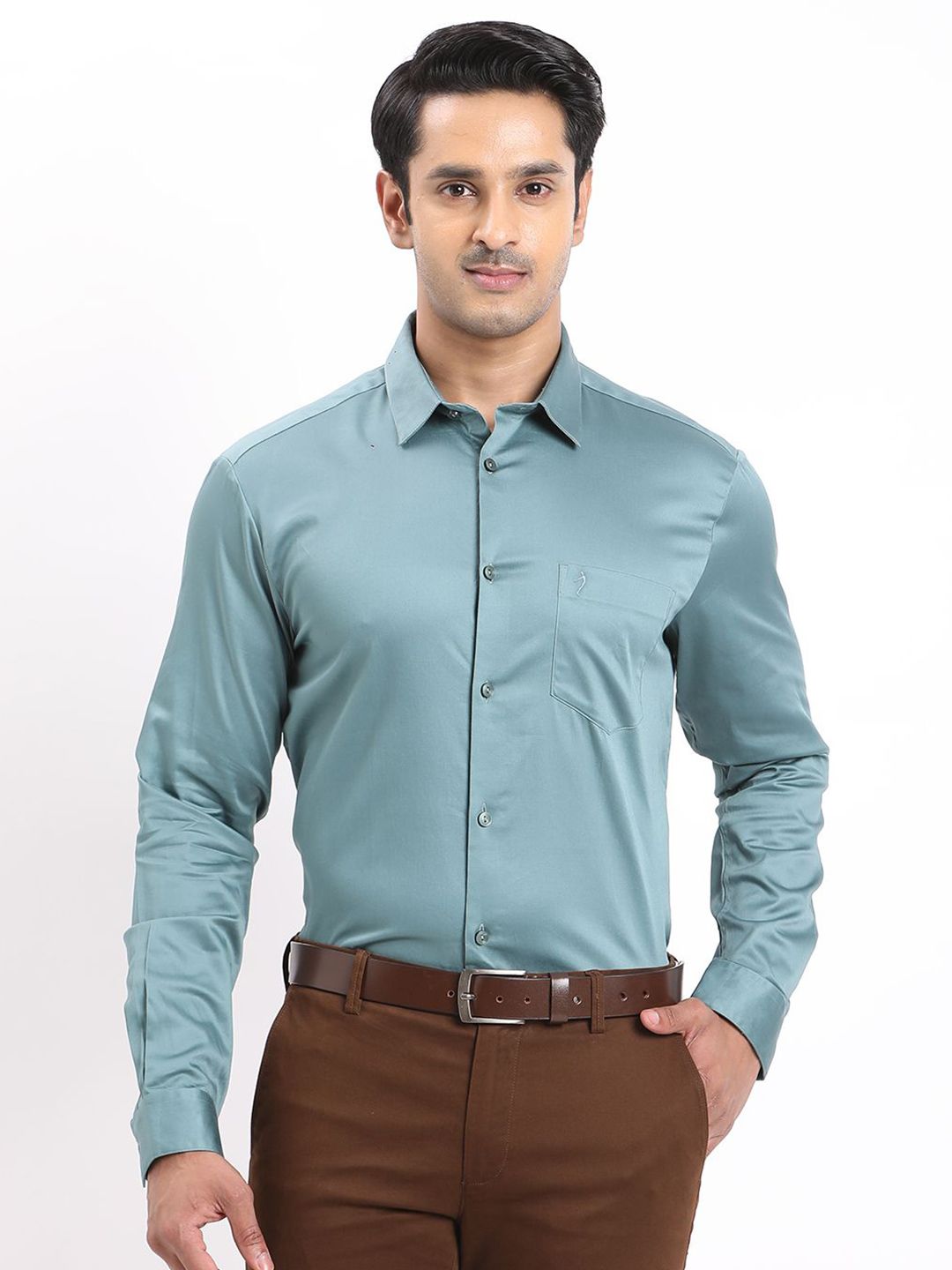 Indian Terrain Men Classic Fit Solid Spread Collar Formal Cotton Shirt-picture-28