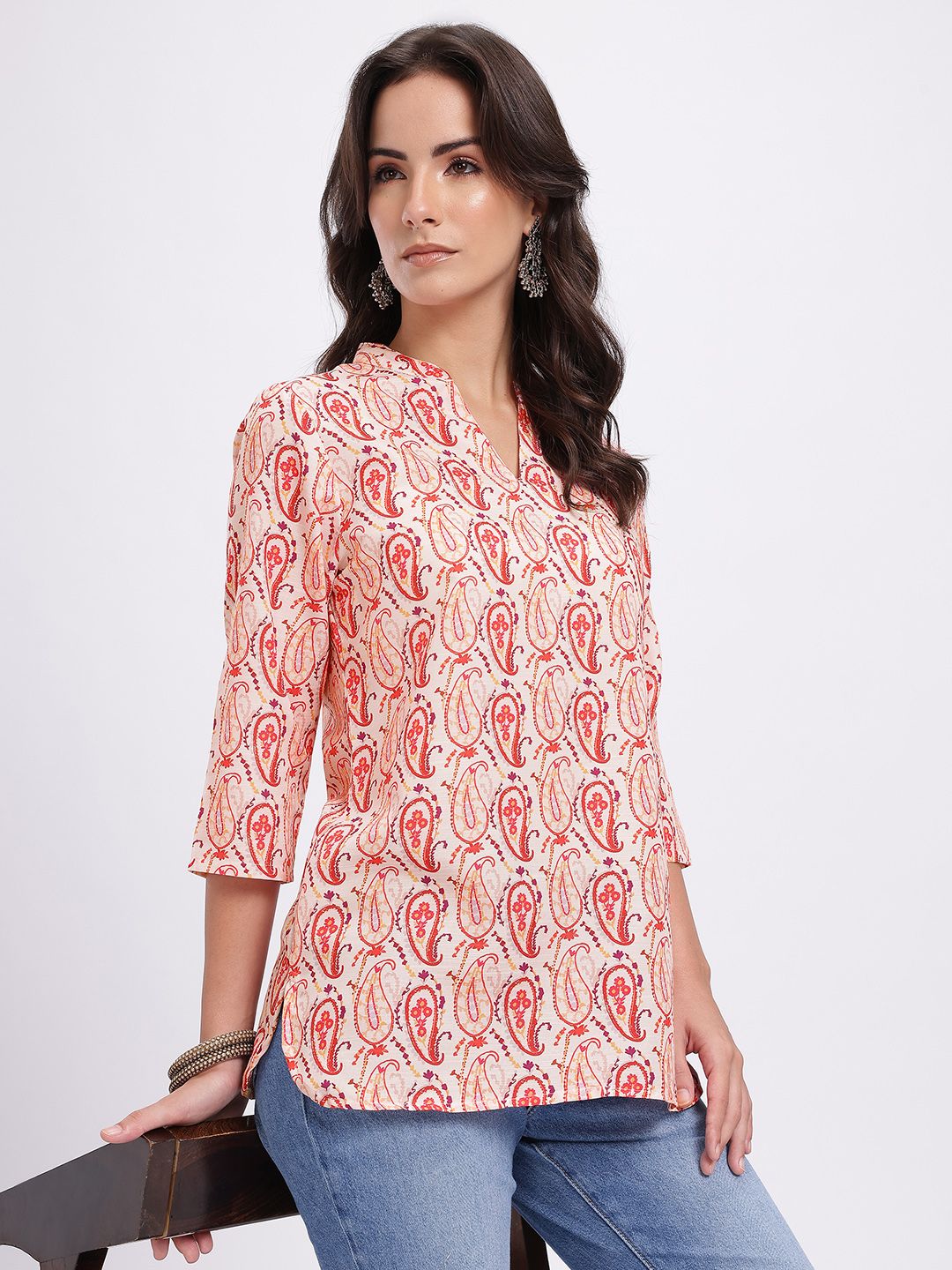 Anouk Rustic Paisley Printed Mandarin Collar Straight Kurti-picture-13