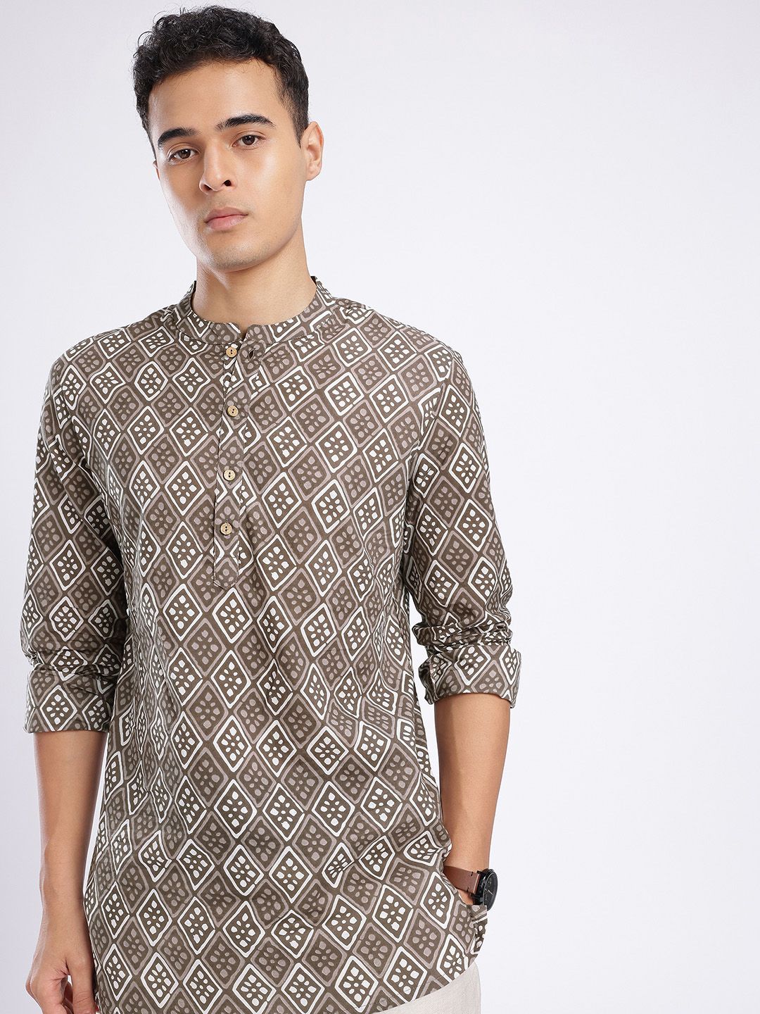 Anouk Rustic Geometric Printed Mandarin Collar Straight Kurta-picture-40