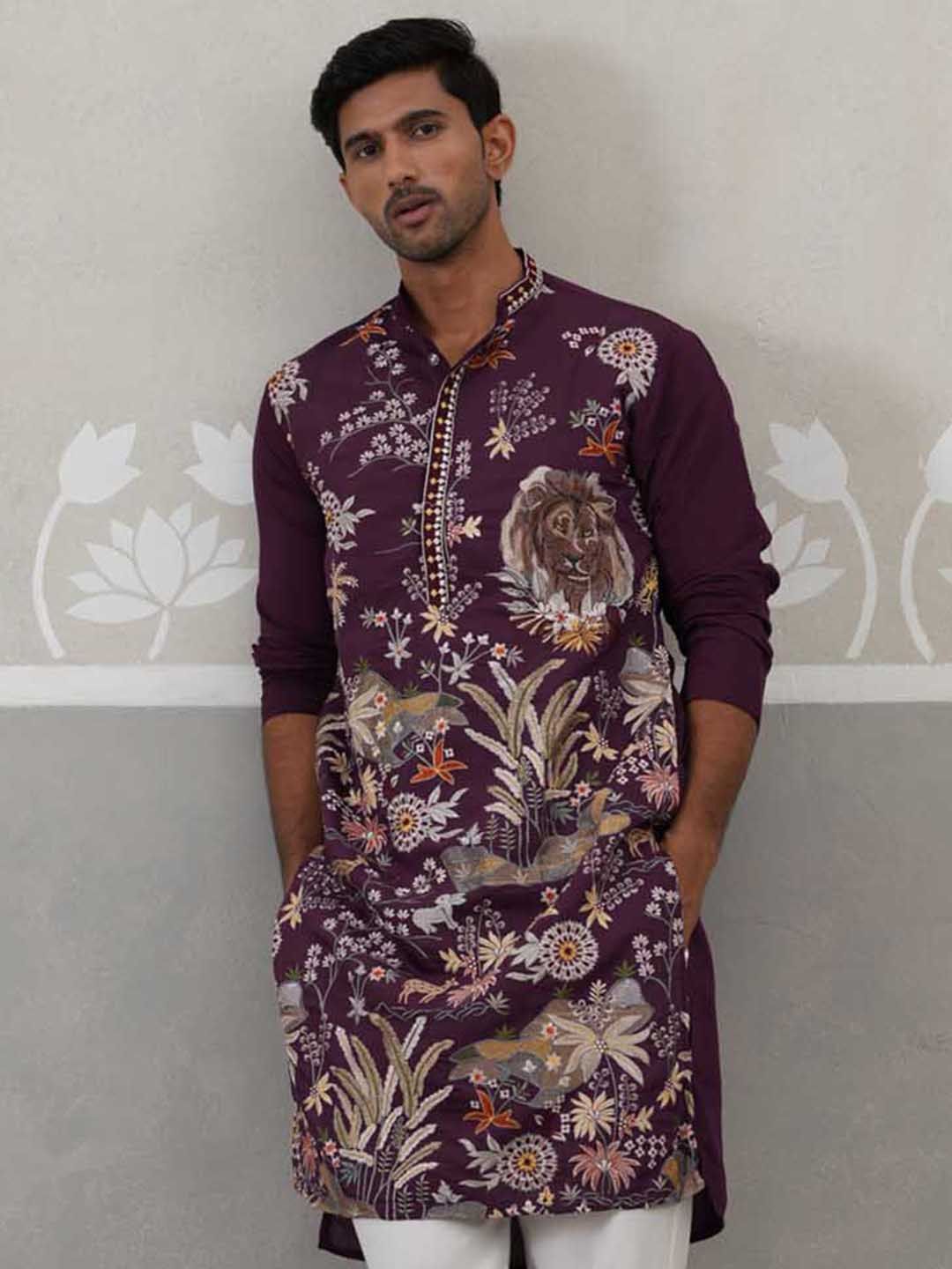 Jompers Men Floral Embroidered Chikankari Floral Kurta-picture-34