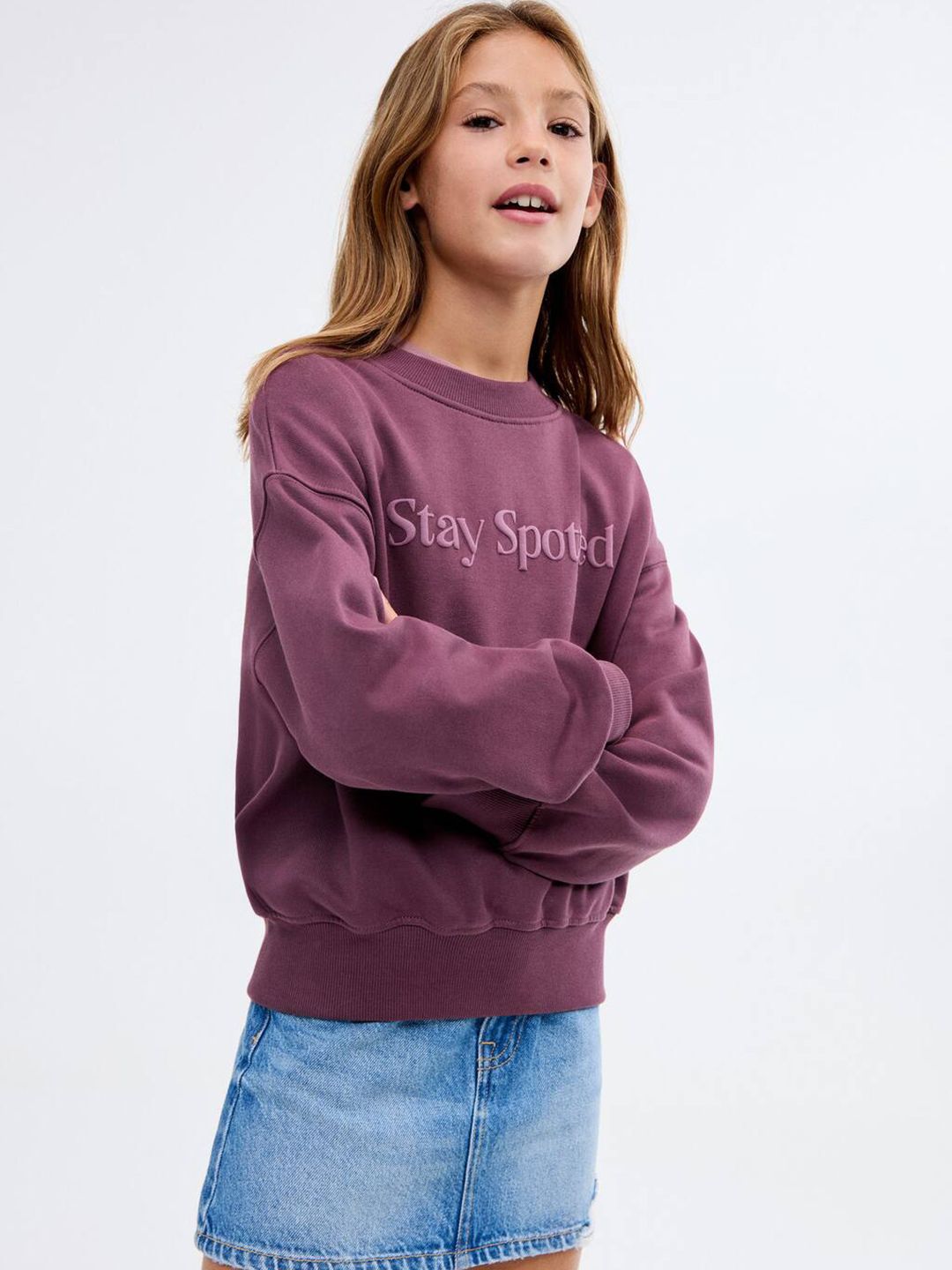 Mango Kids Girls Printed Cotton Sweatshirt