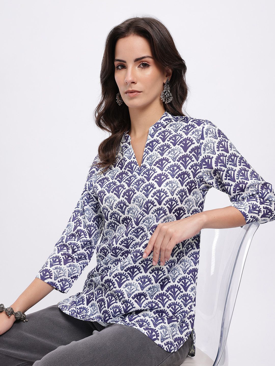 Anouk Rustic Ethnic Motifs Printed Mandarin Collar Straight Kurti-picture-34