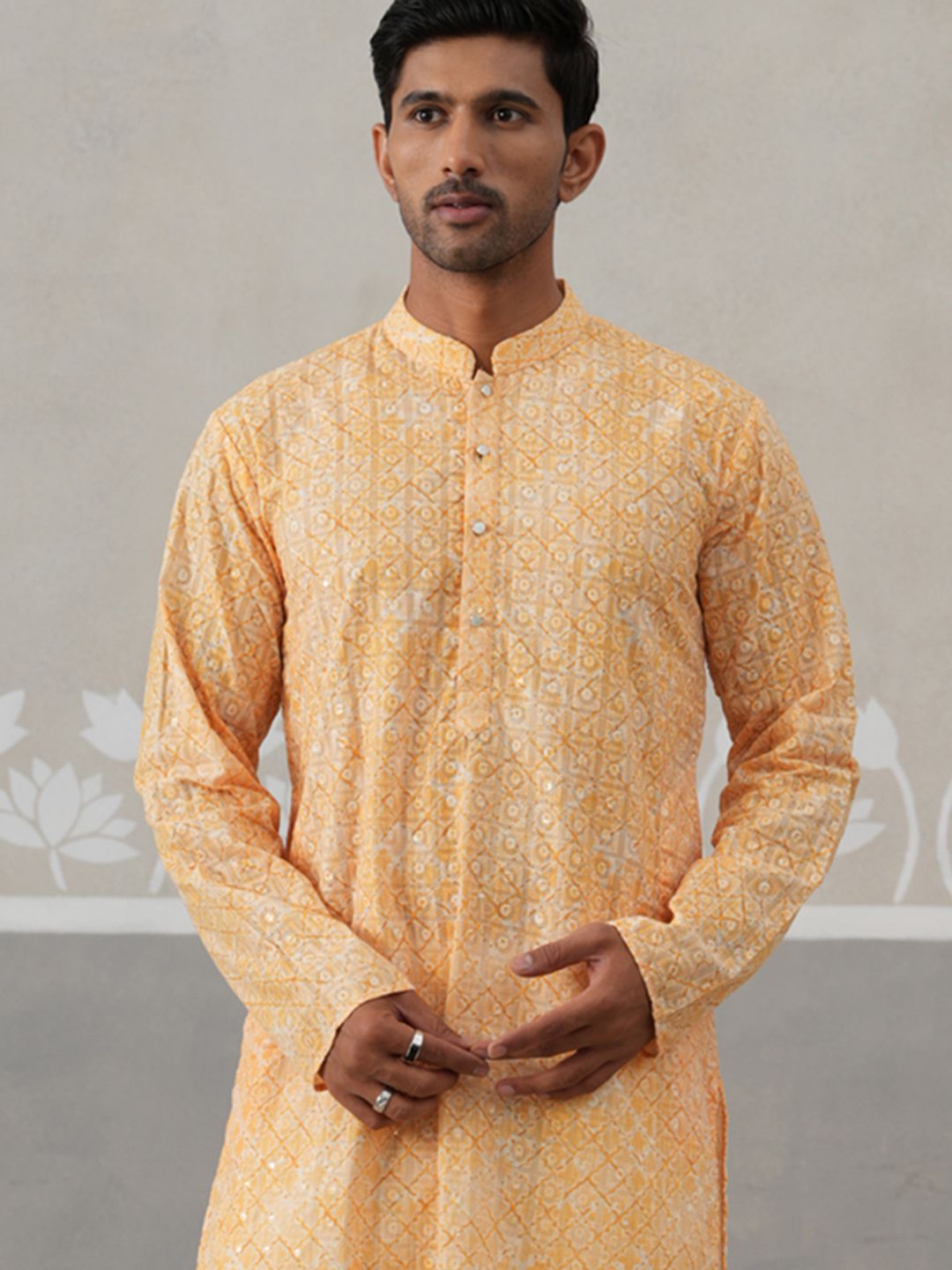 Jompers Men Geometric Embroidered Thread Work Kurta-picture-10