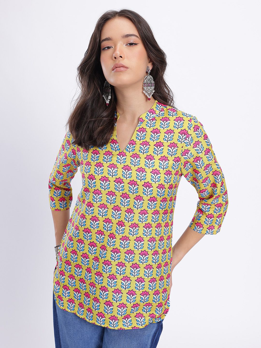 Anouk Rustic Ethnic Motifs Print Curved Hem Kurti-picture-25