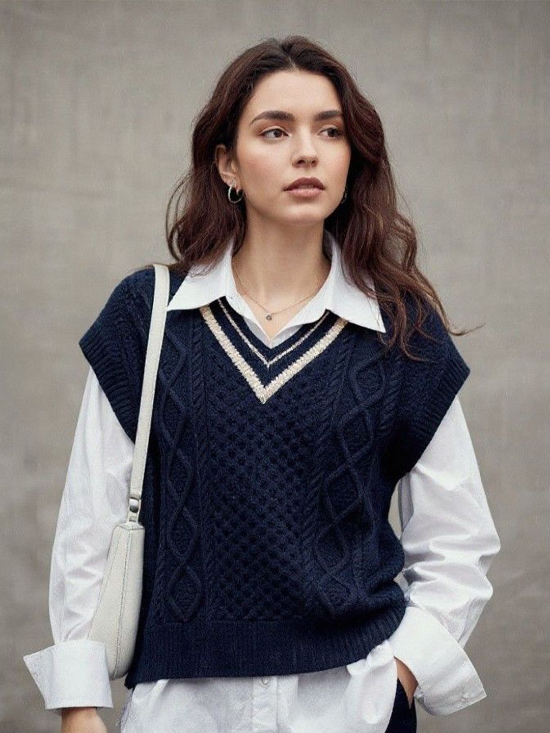 Mast & Harbour Women V-Neck Self Design Pullover