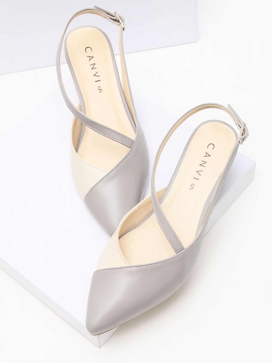 CANVI - TAKE CHANGE TO MAKE CHANGE Women ColorBlocked Pointed Toe Mules Flats-image-27