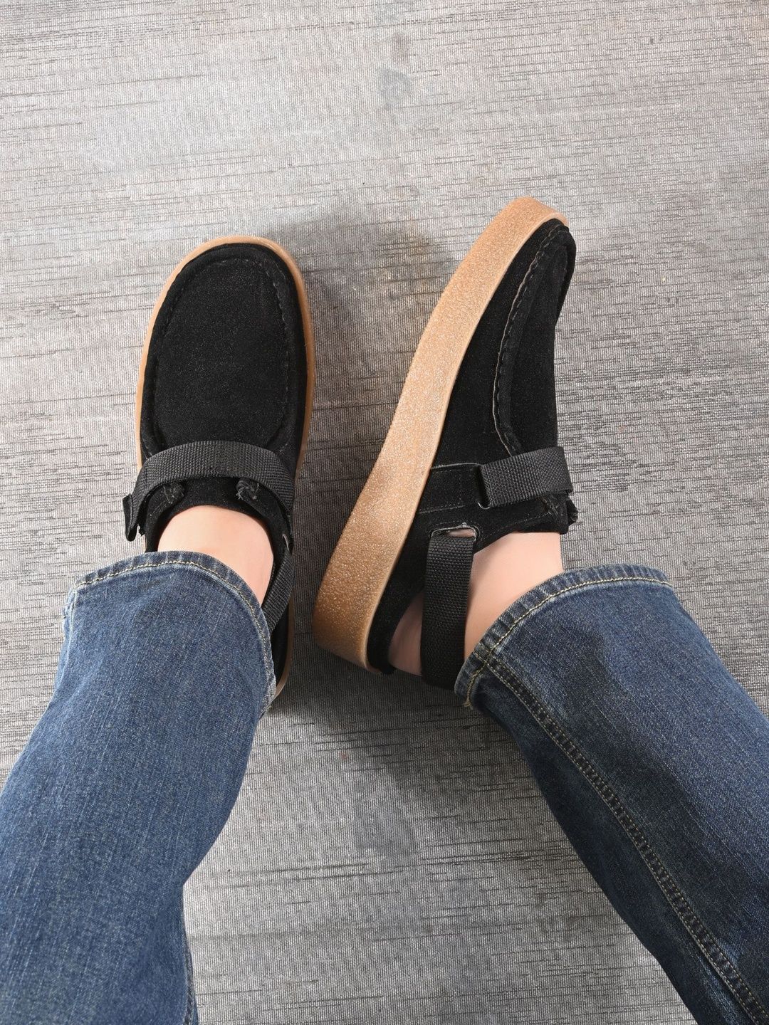 Roadster Men Black Velvet Finish Shoe-Style Sandals-image-42