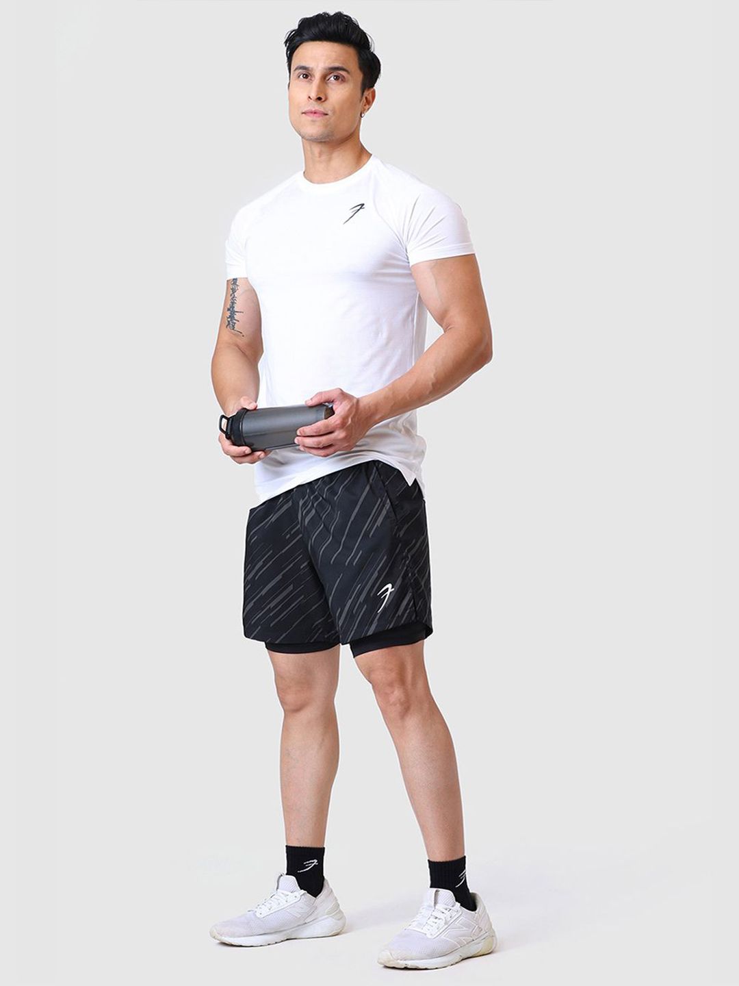 Buy FUAARK Men Slim Fit Compression Inner With Printed Gym Shorts ...