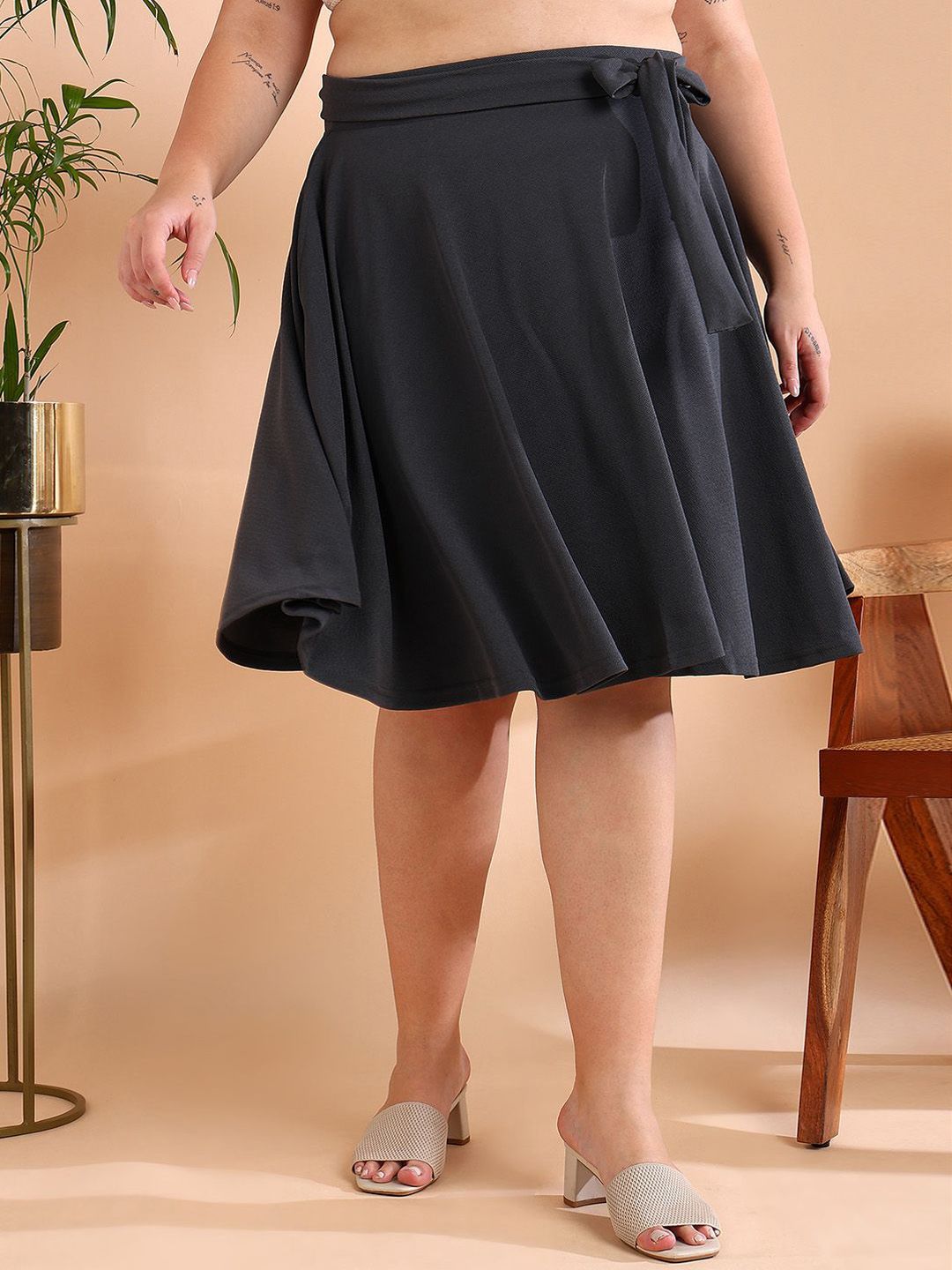 BAESD Women Cotton Blend Self Design Flared Skirts-picture-30