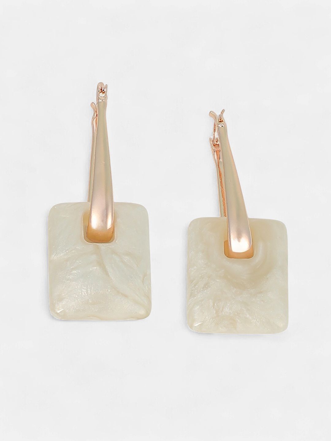 SOHI Pack Of 2 Rose Gold-Plated Geometric shaped Pearl Shaped Drop Earrings-picture-16
