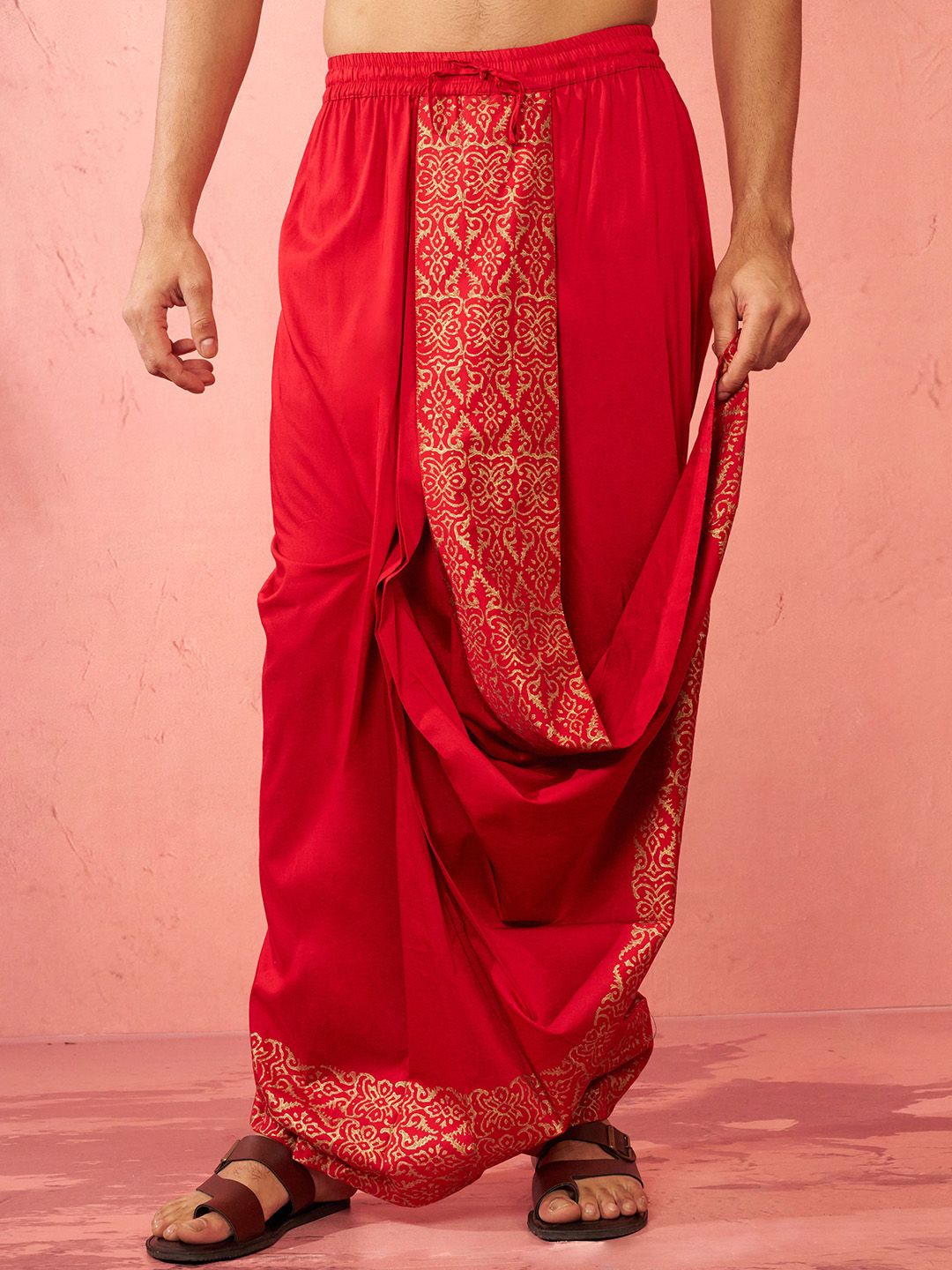 VASTRAMAY Men Ethnic Motifs Border Dhotis-picture-36