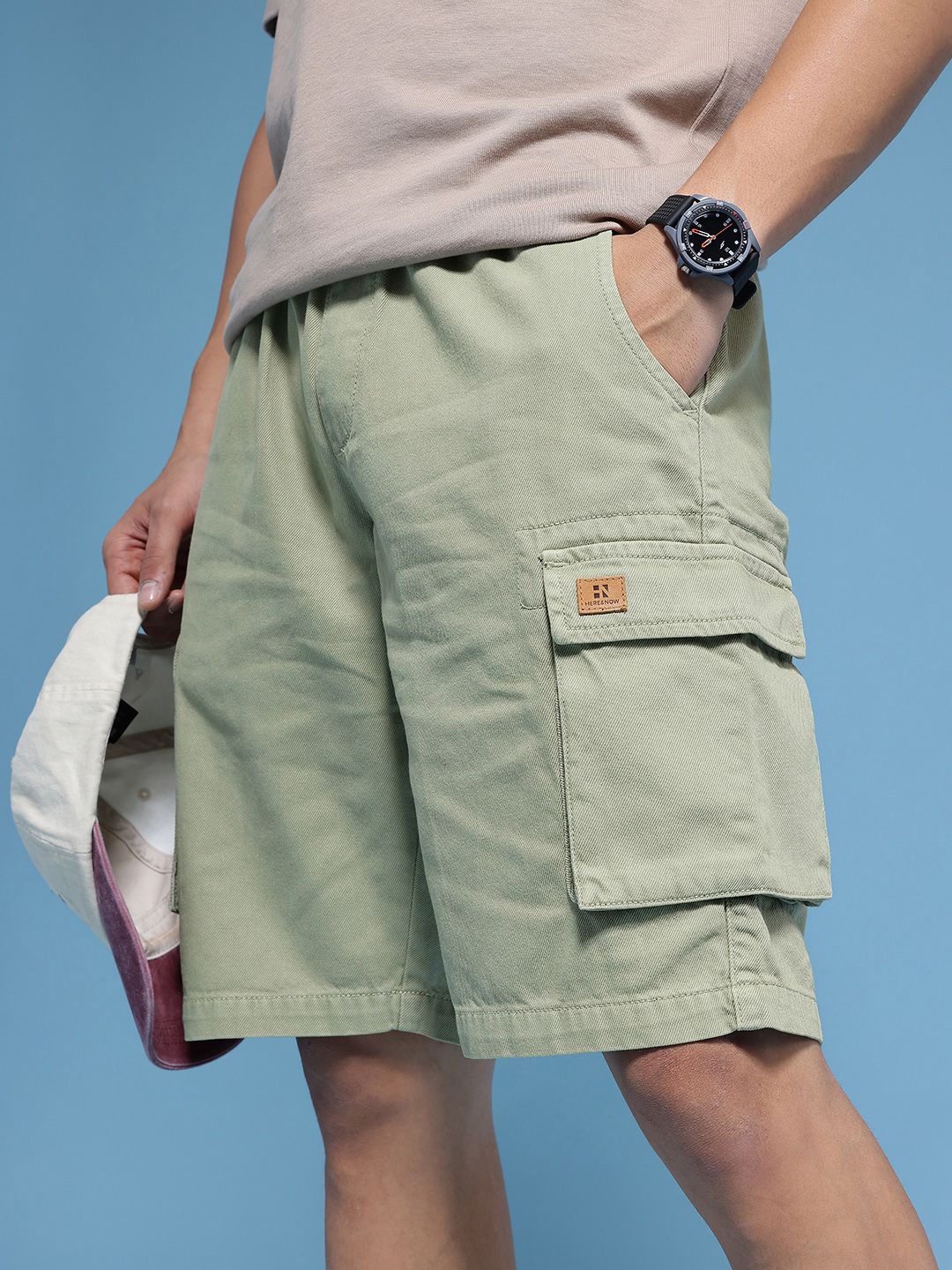 HERE&NOW Men Pure Cotton Denim Shorts-picture-40