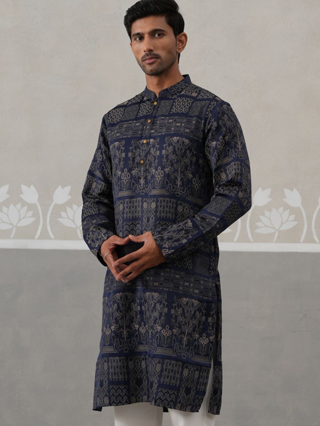 Anouk Men Navy Blue Woven Design Straight Kurtas-picture-31