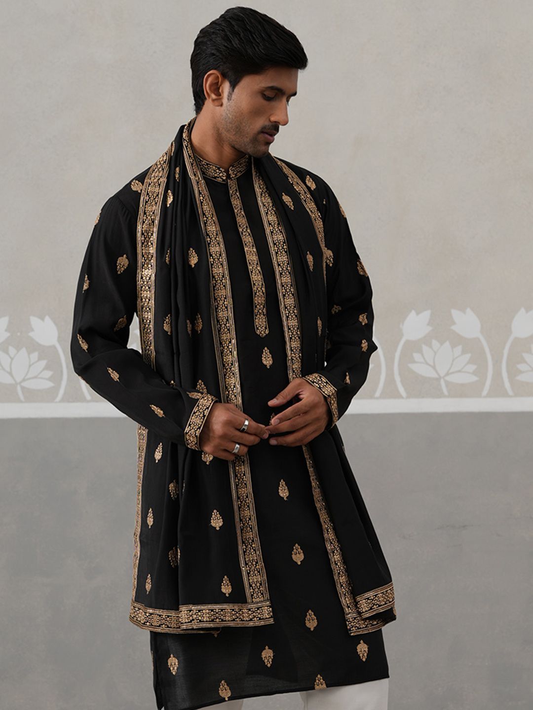 Jompers Chikankari Long Sleeves Mandarin Collar Straight Kurta With Dupatta-picture-48