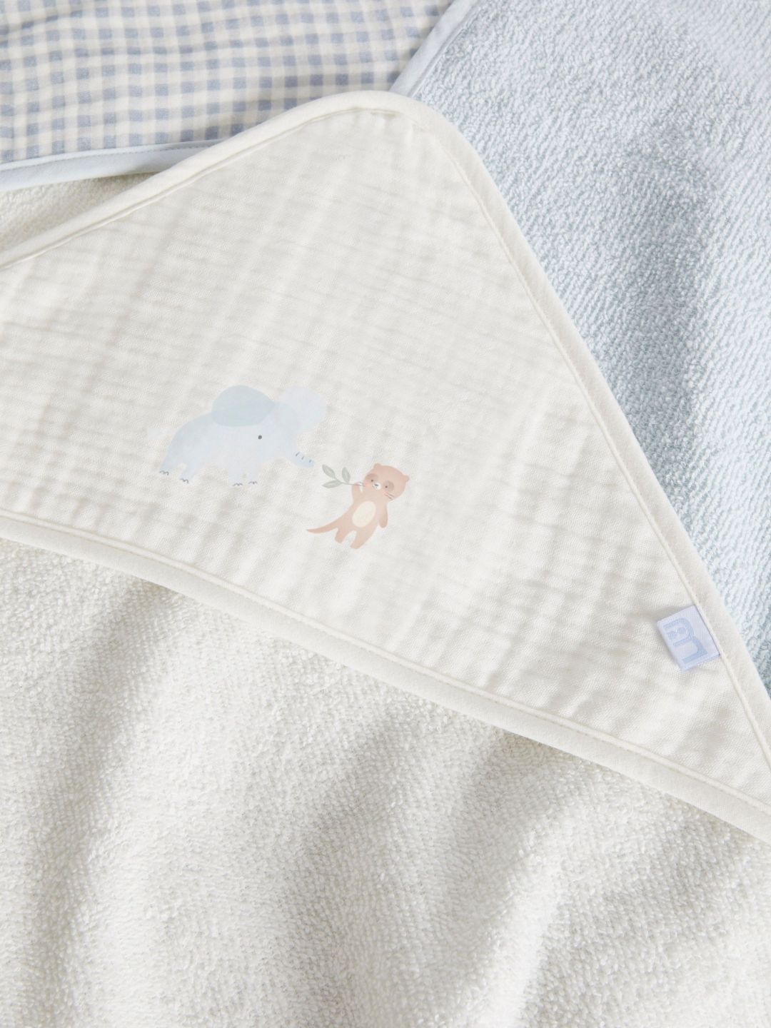 mothercare Blue & White 3 Pieces Cotton 210 GSM Bath Towels-image-11
