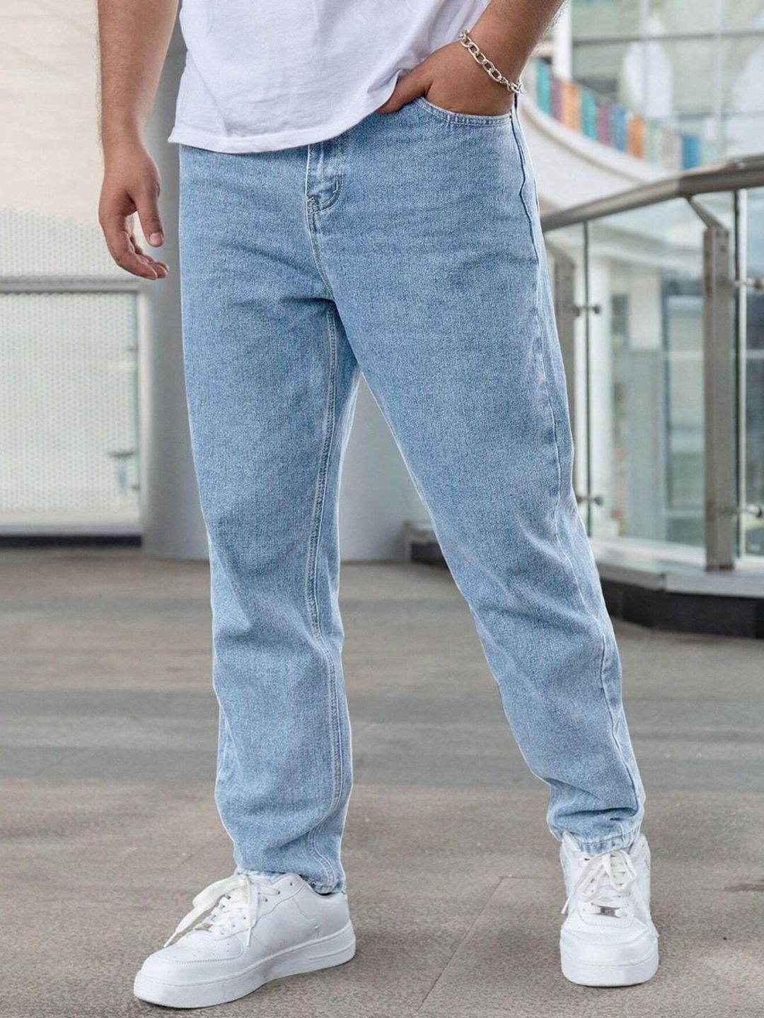 Niffar Fashion Men Mid-Rise Light Fade Applique Stretchable Jeans-picture-18