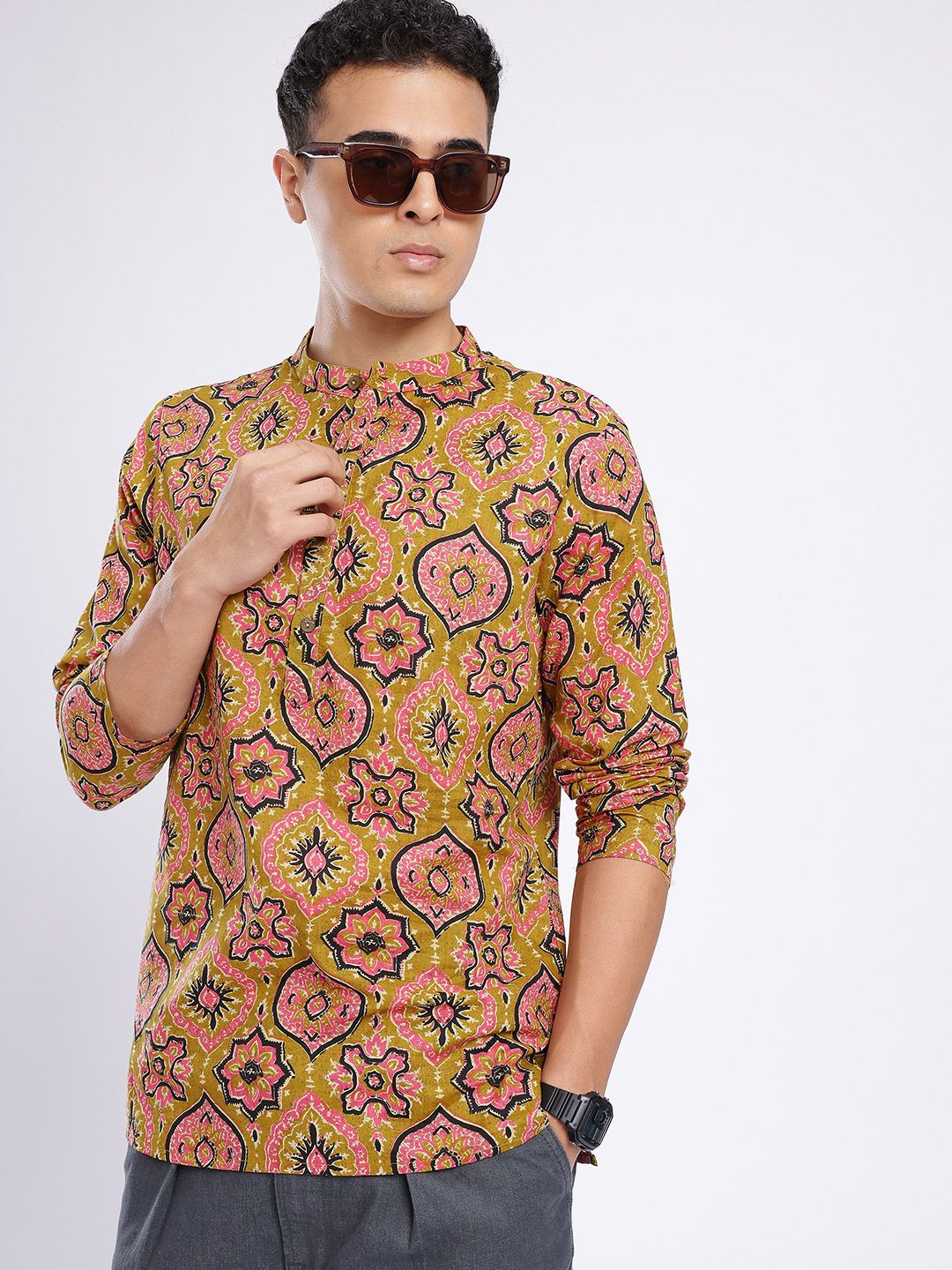 Anouk Rustic Floral Printed Mandarin Collar Straight Kurta-picture-36
