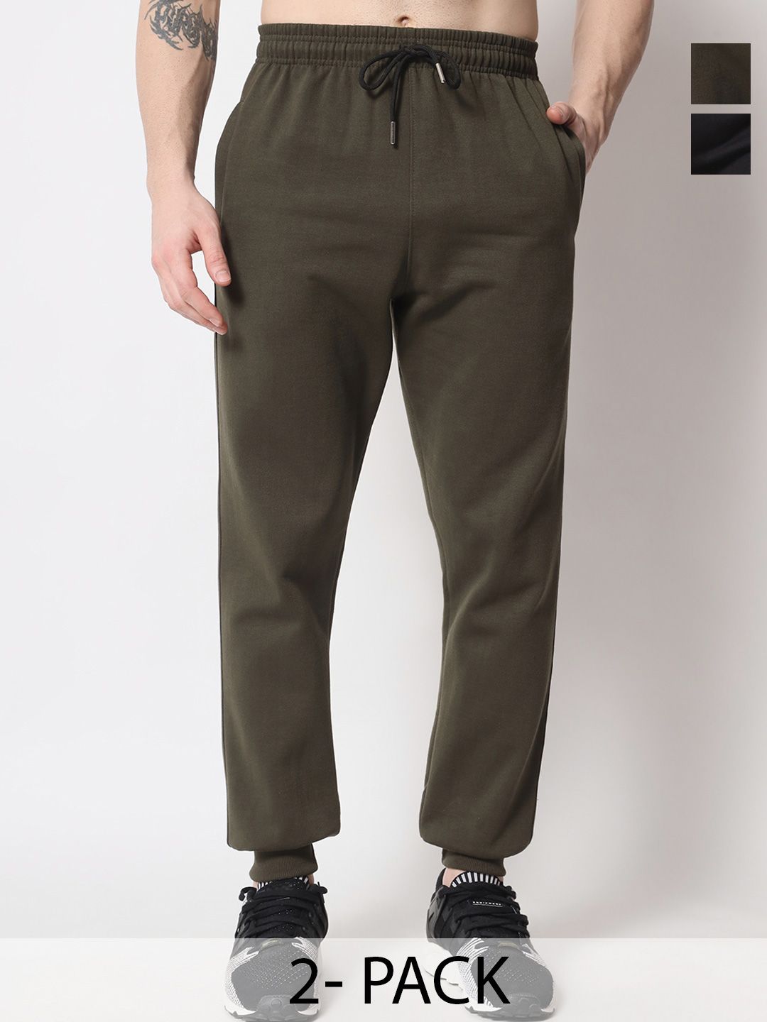 FFLIRTYGO Men Pack Of 2 Mid Rise Regular Fit Winter Joggers Track Pants-picture-30