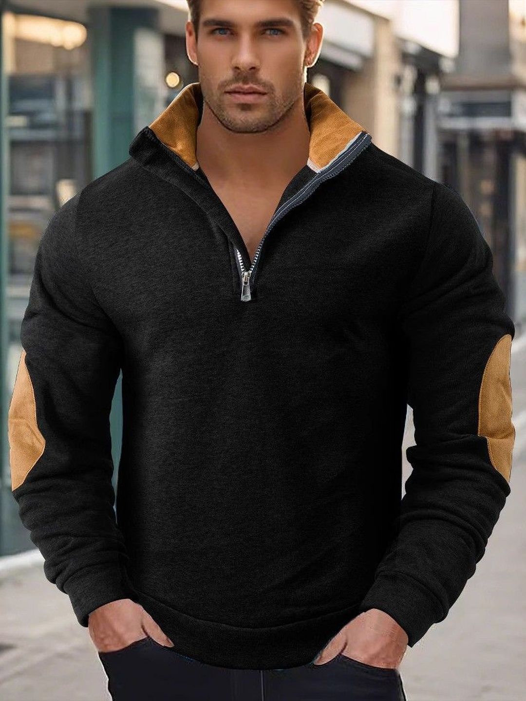 HERE&NOW Men High Neck Pullover Sweatshirt-picture-18