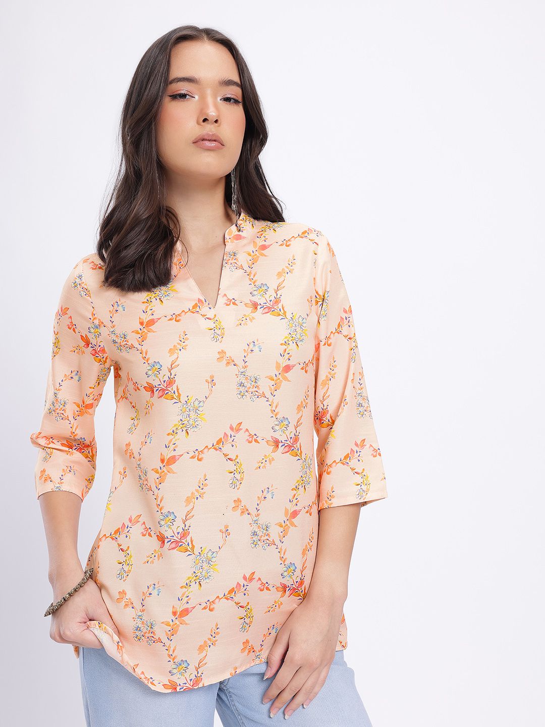 Anouk Rustic Mandarin Collar Floral Print Straight Kurti-picture-23