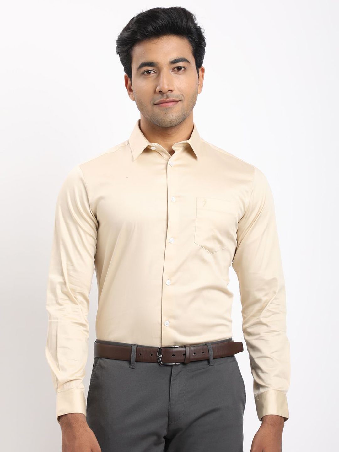 Indian Terrain Men Classic Fit Solid Spread Collar Formal Cotton Shirt-picture-23
