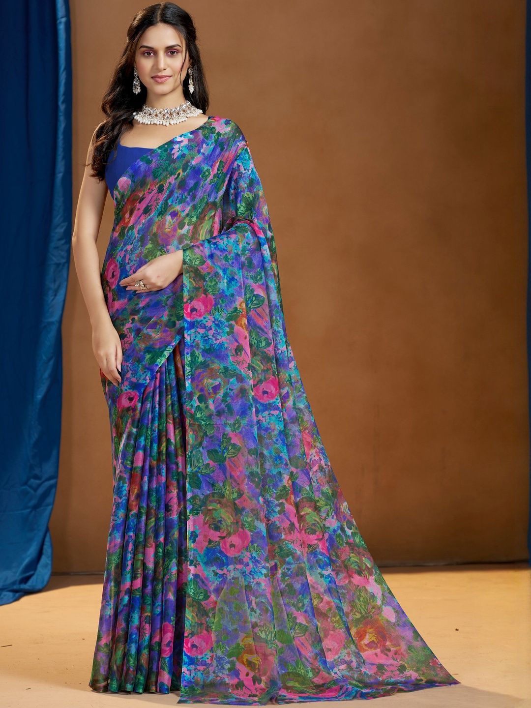 Garden Vareli Floral Printed Pure Chiffon Saree-picture-33