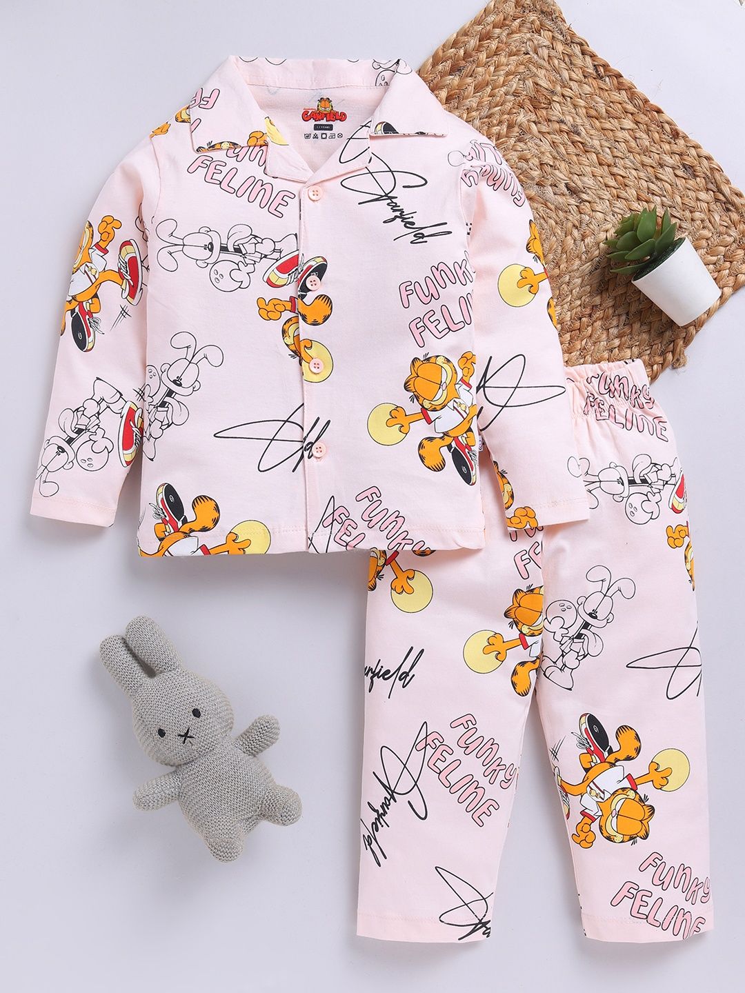 YK X Tinyo Boys Garfield Graphic Printed Pure Cotton Night Suit