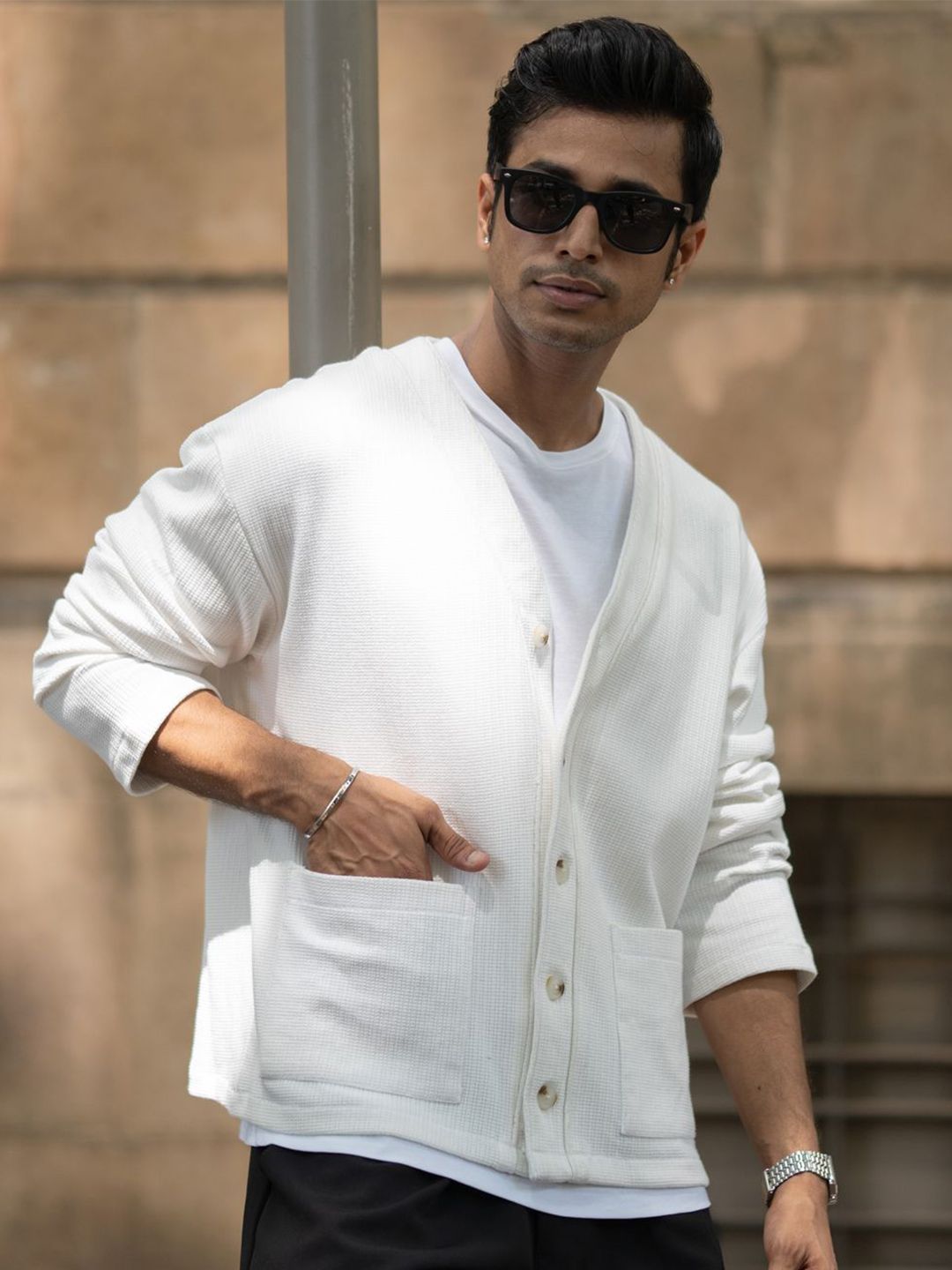Powerlook Structured V-Neck Long Sleeves Cardigan-picture-41