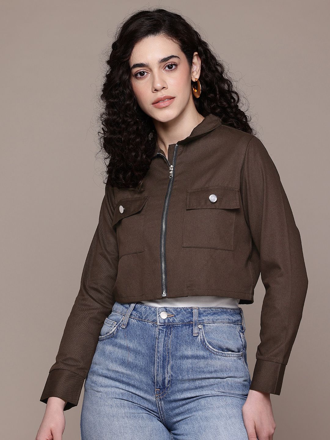 Popnetic Women Pure Cotton Crop Denim Jacket-image-17