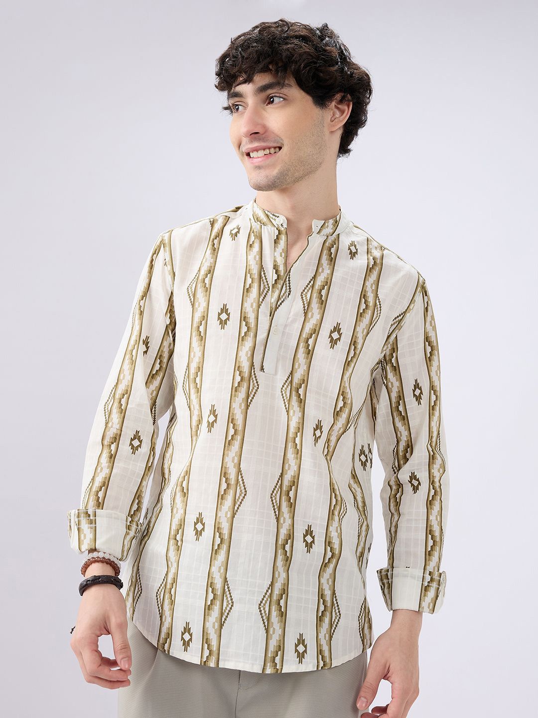VASTRADO Men Zigstone Ethno Ladderline Kurta-picture-57