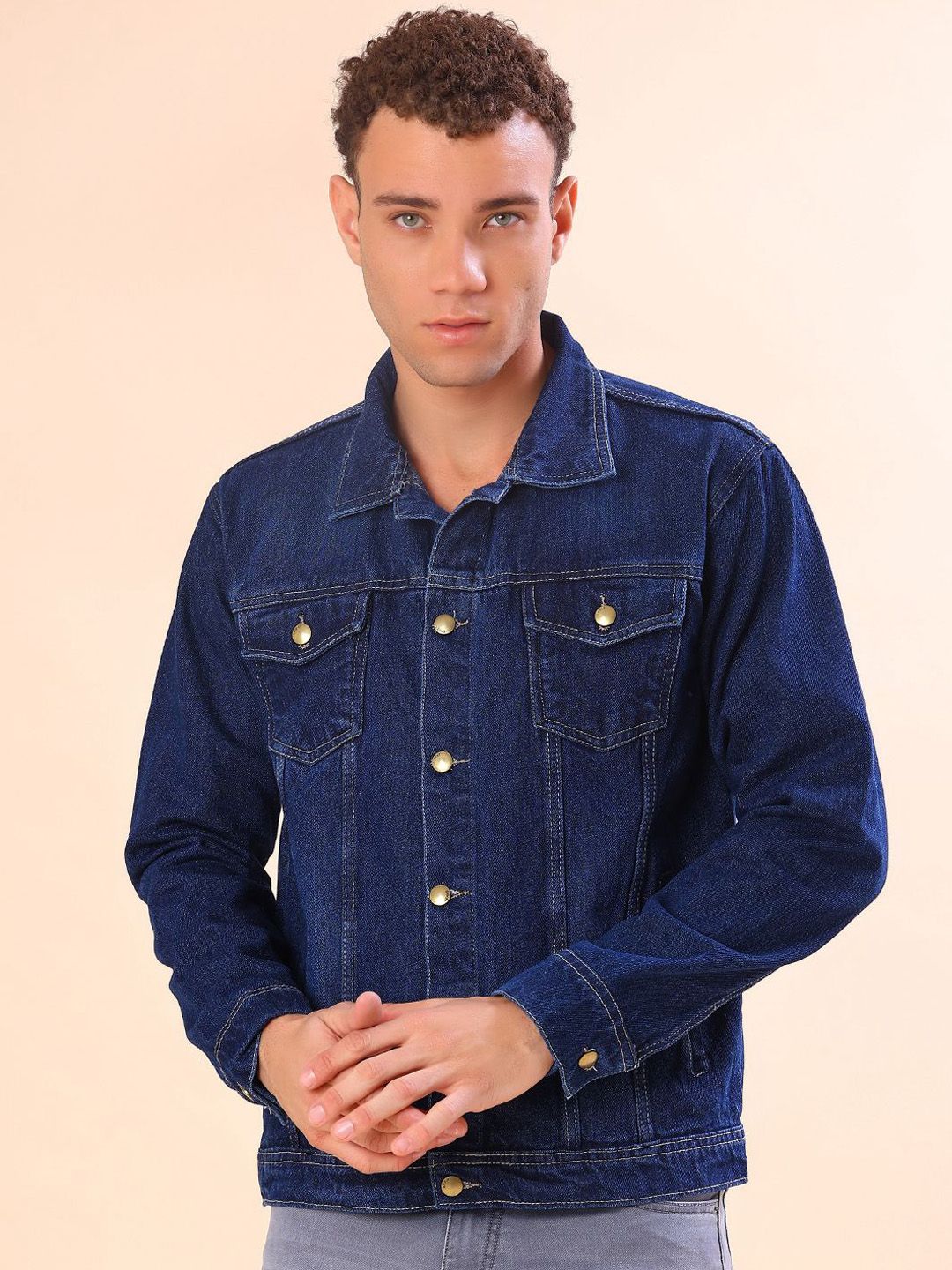 V-Mart Men Washed Denim Jacket with Patchwork-image-33