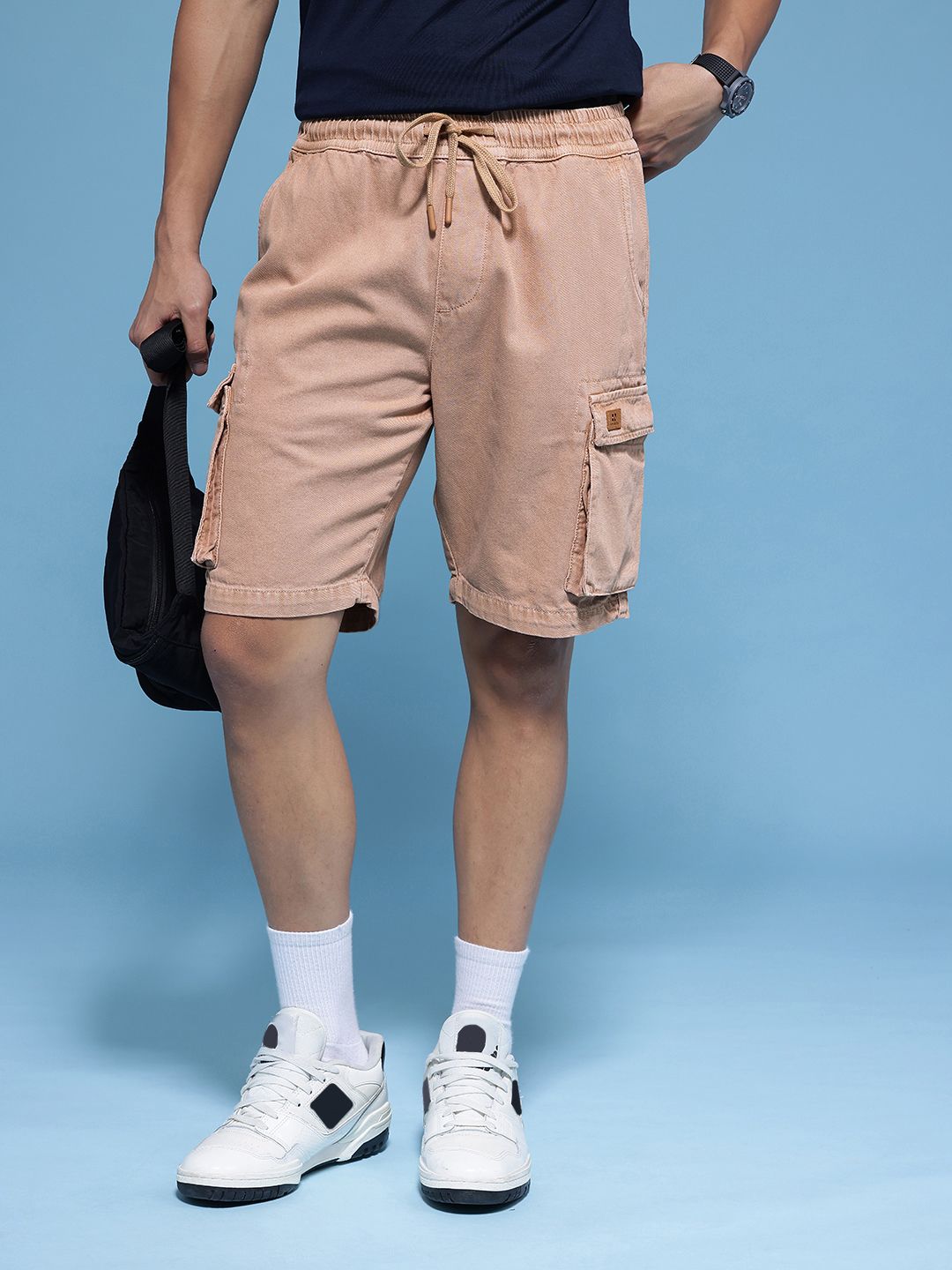 HERE&NOW Men Pure Cotton Denim Shorts-picture-41