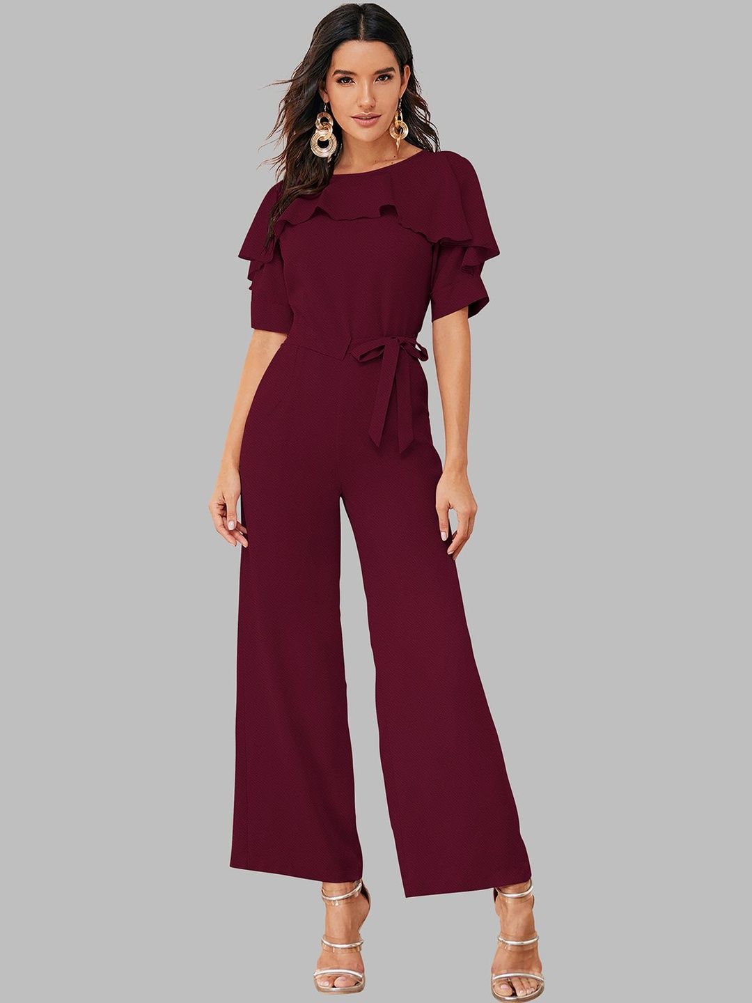 SZN Women Solid Casual Jumpsuit With Belt-picture-49