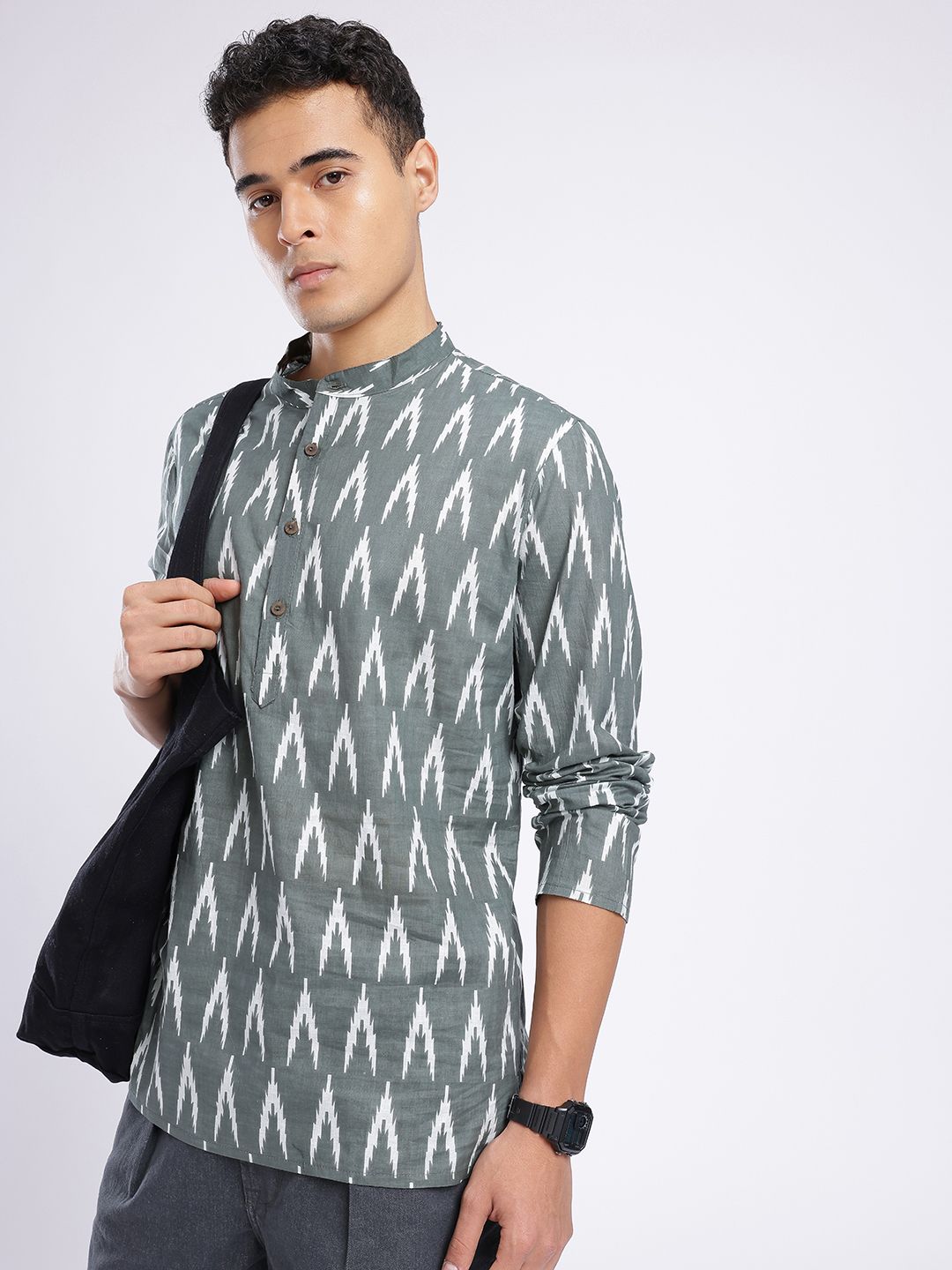 Anouk Rustic Ethnic Motifs Printed Band Collar Straight Kurta-picture-37