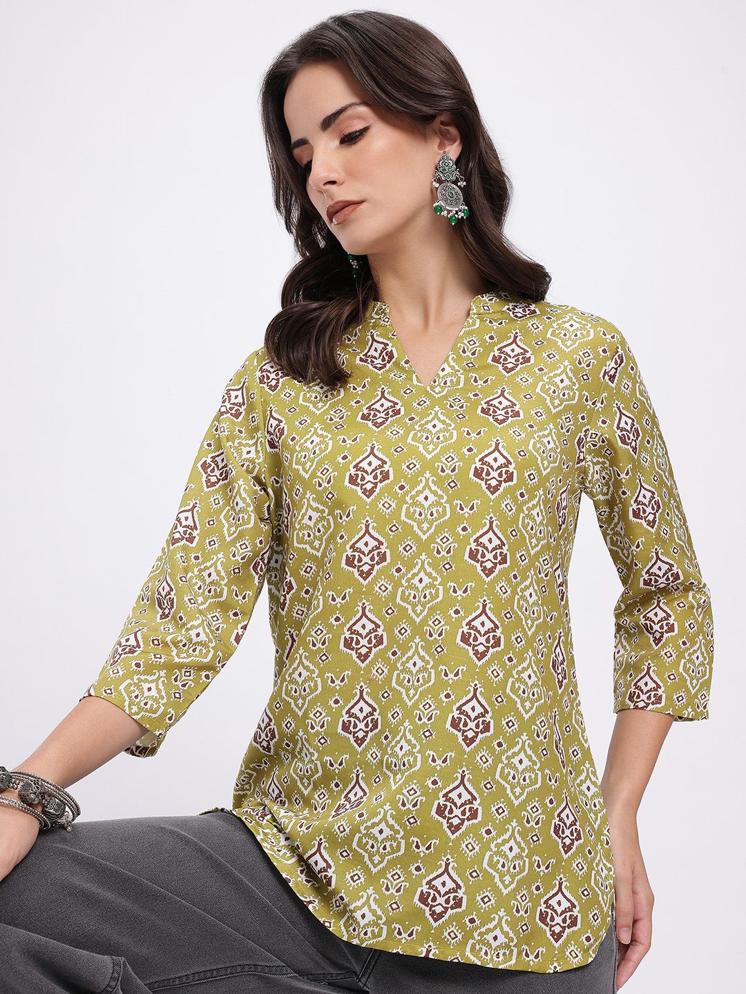 Anouk Rustic Ethnic Motifs Printed Mandarin Collar Straight Kurti-picture-35