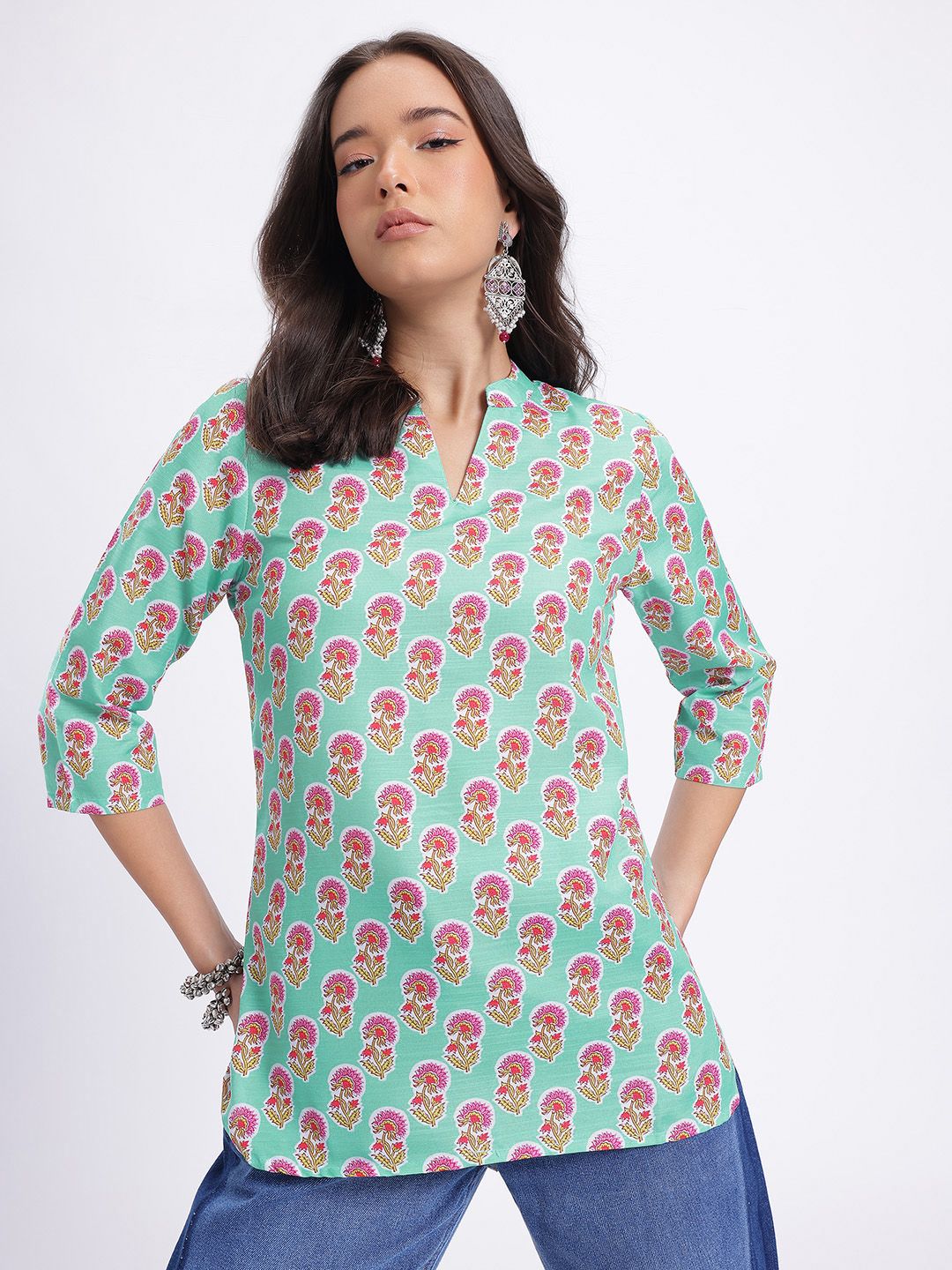Anouk Rustic Ethnic Motifs Print Curved Hem Kurti-picture-32