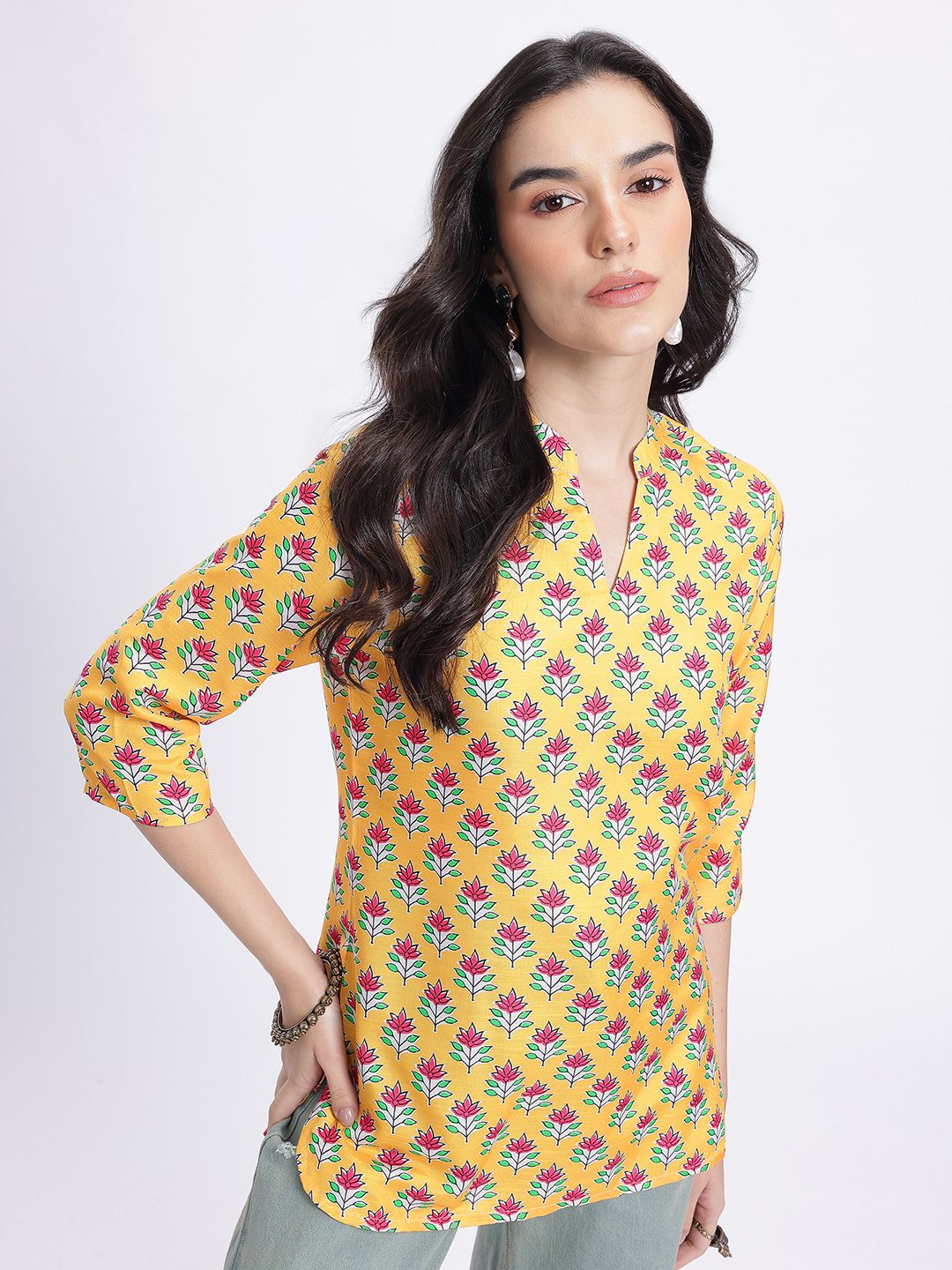Anouk Rustic Ethnic Motifs Print Curved Hem Kurti-picture-24