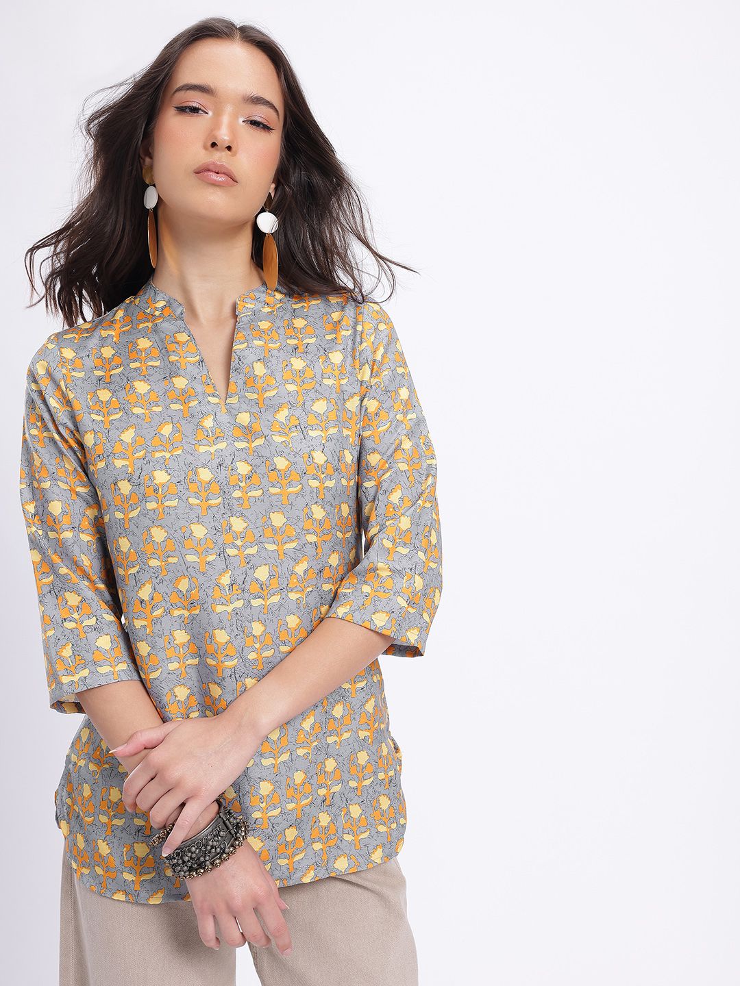 Anouk Rustic Mandarin Collar Ethnic Motif Print Straight Kurti-picture-31
