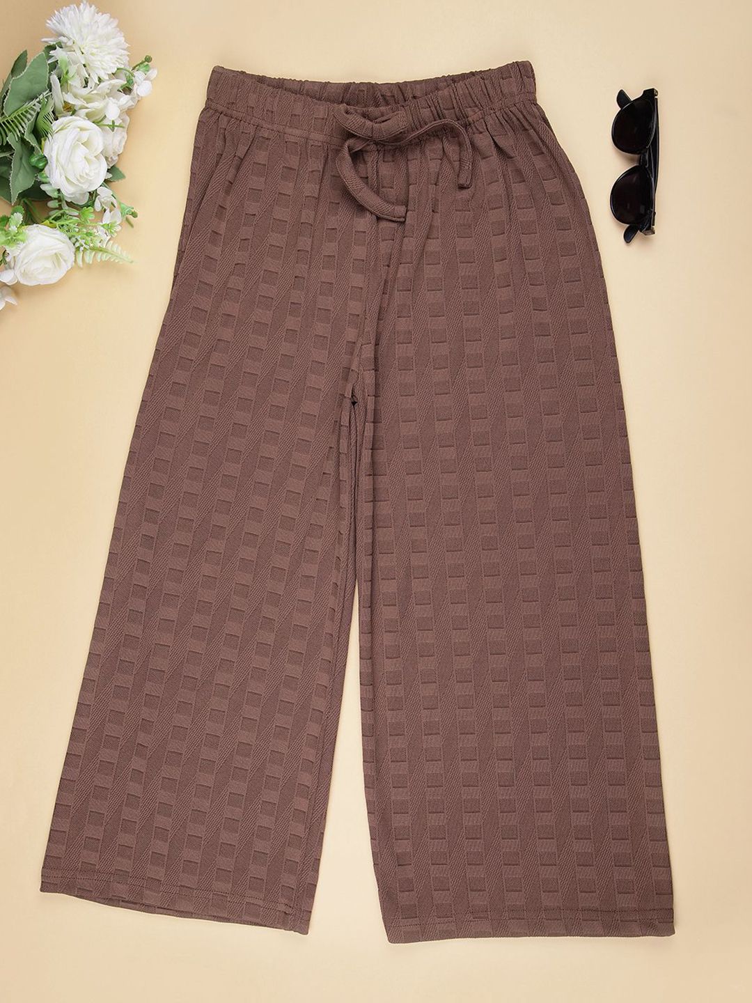 V-Mart Girls Checked Wide Leg Palazzos