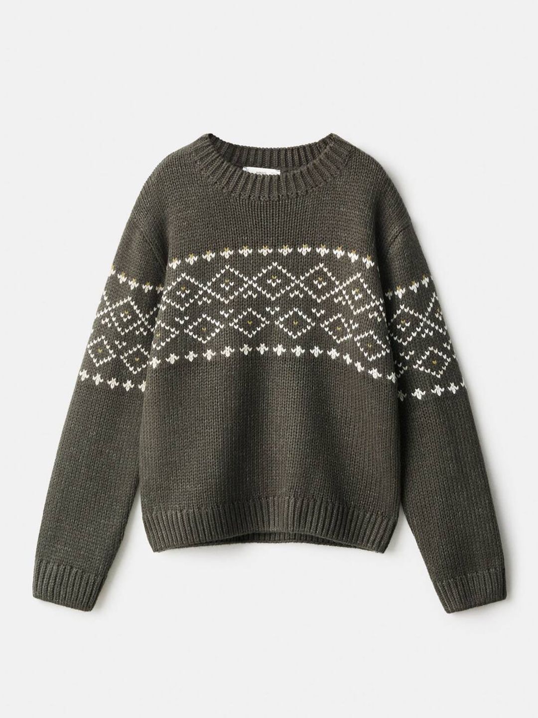 Mango Kids Boys Geometric Self Design Pullover-picture-13