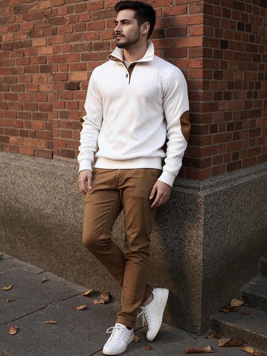 HERE&NOW Men Striped Mock Neck Sweatshirt-picture-43
