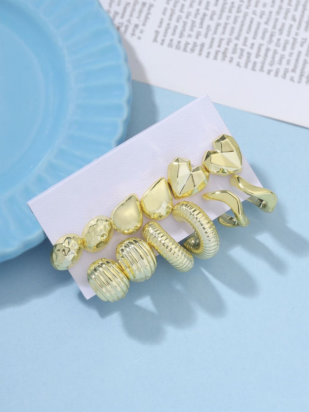 Qiroko Set Of 6 Contemporary Half Hoop Earrings-picture-13
